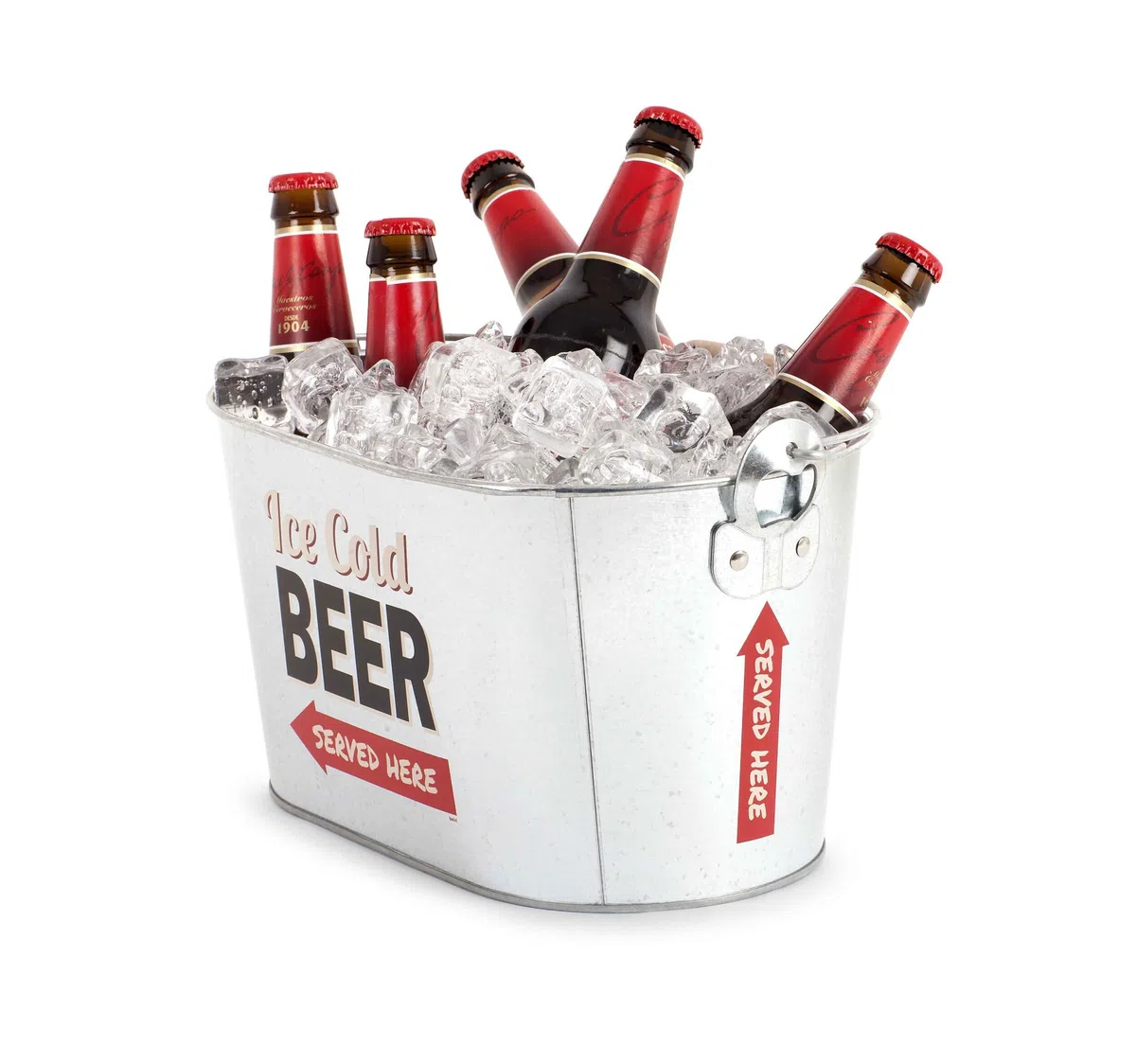 Balvi - Party Time enfriador de bebidas. Cubo de metal para enfriar bebidas. Incluye dos abridores en