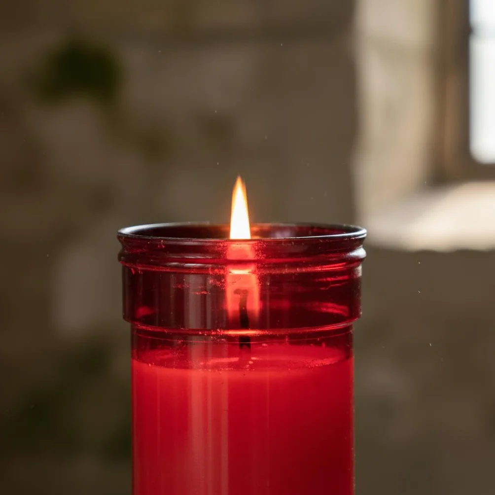 Vela votiva Modelo P30 - Rojo - Sin Etiqueta - Diámetro 6,3 cm Altura 9,5 cm - Cereria Di Giorgio