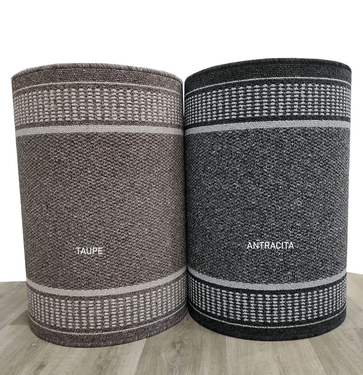 Alfombra Larga para Pasillo, Cocina, entradas Antideslizante de Colores Taupe y Antracita, Lavable en Lavadora y a Mano.