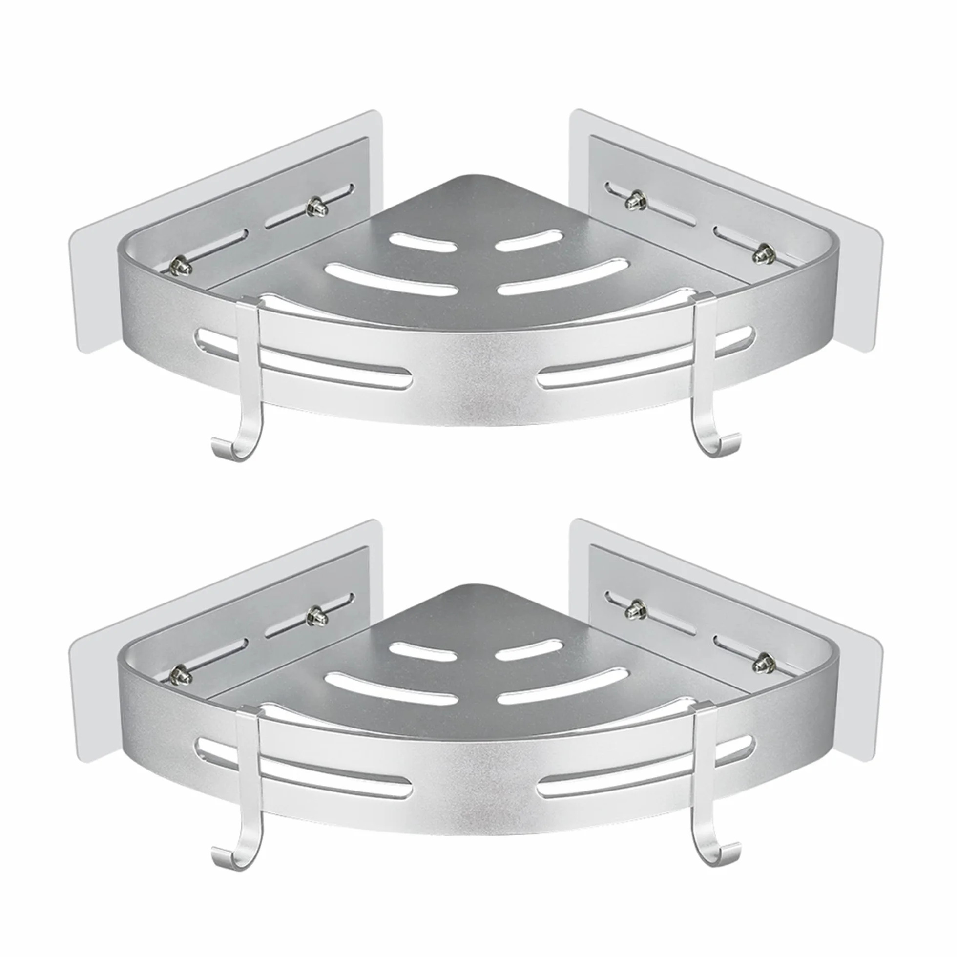 Estanteria Ducha Estante Baño sin Taladro Adhesivo Estantería Esquina Pared Organizador Baño Rinconera Ducha de Aluminio Plata 2 Piezas Cesta Ducha Soporte para Champú y Gel