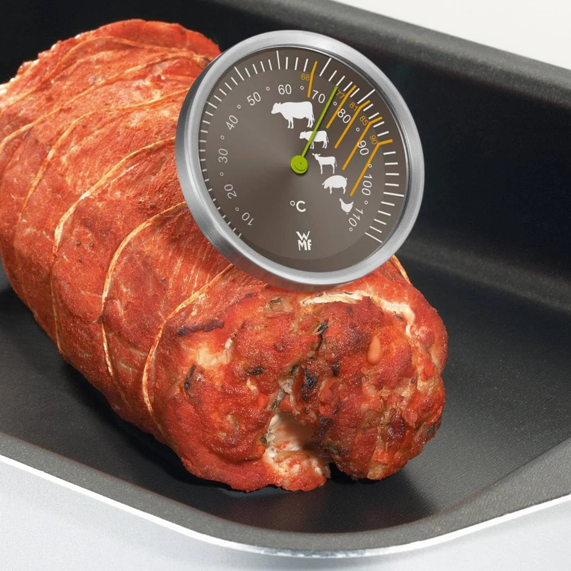 WMF Scala - Termómetro para Asados, Acero Inoxidable Cromargan Pulido, Termómetro Carne