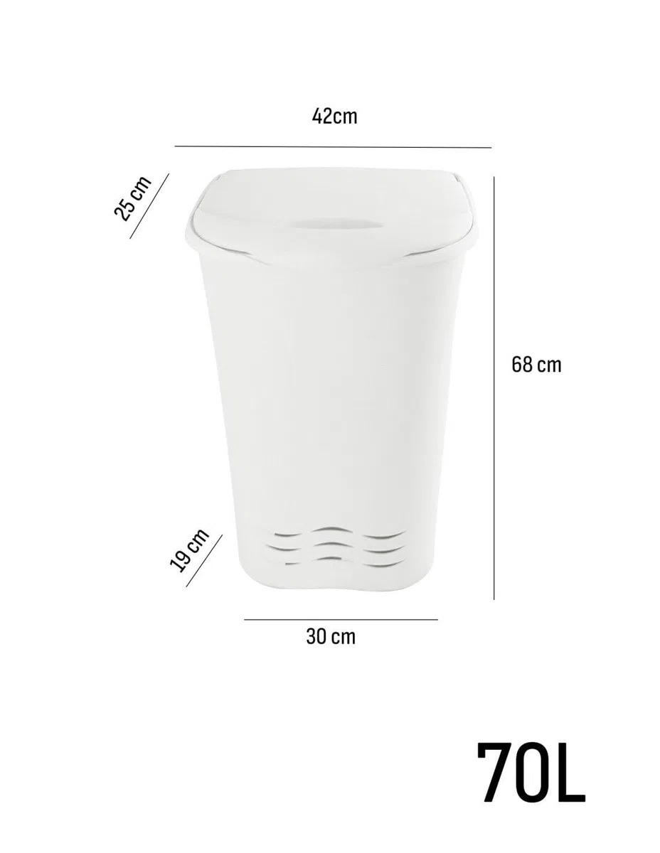 JARDIN202 - Cesto Ropa Sucia con Asas – Pongotodo para Colada 70 Litros | 70 litros (Blanco)