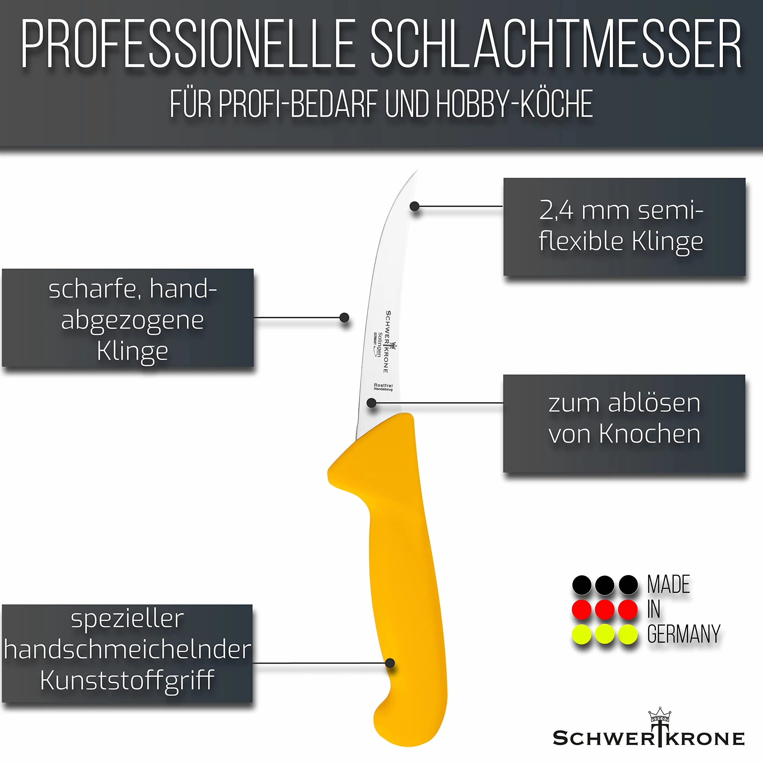 Schwertkrone Solingen Cuchillo de carnicero 15,2 cm acero inoxidable