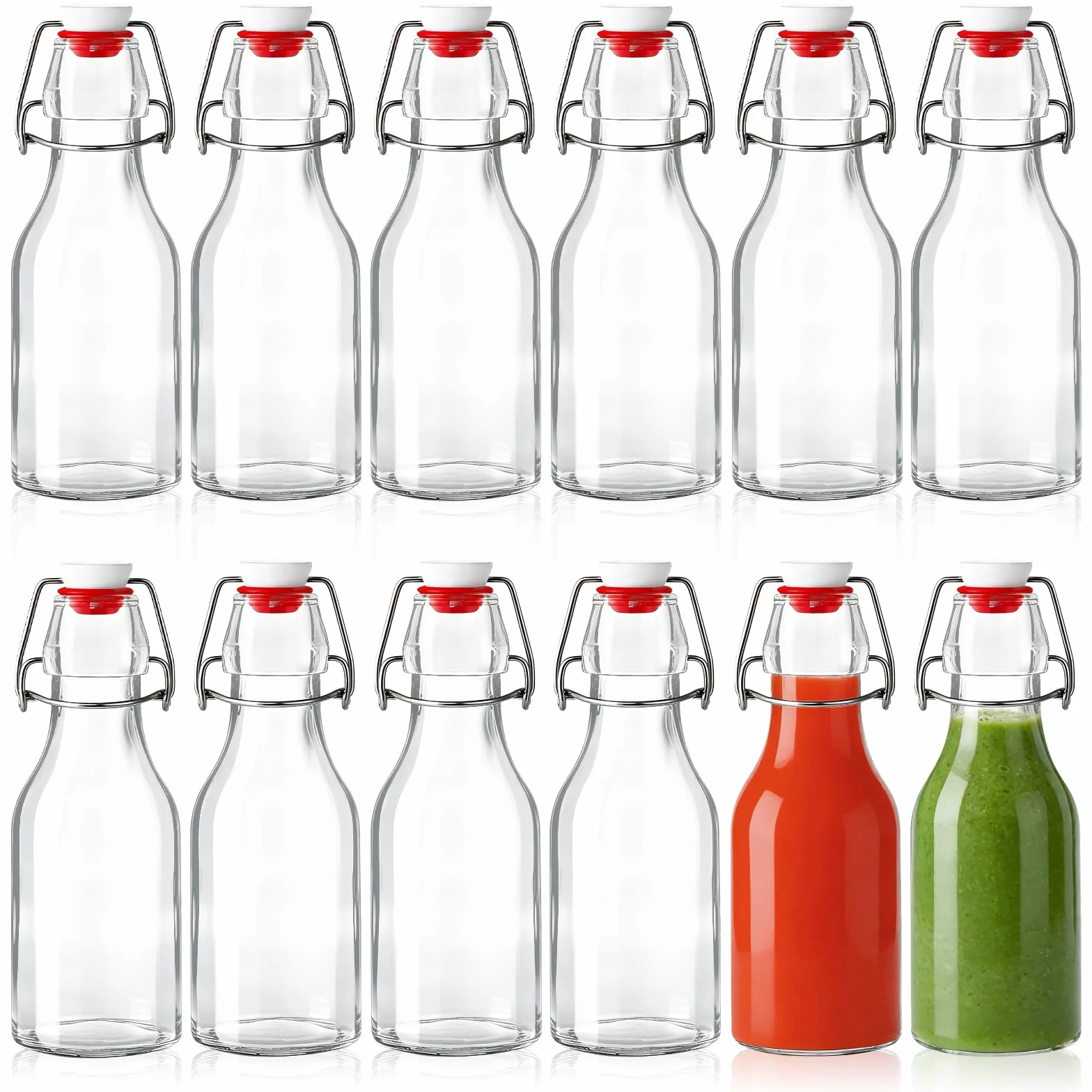 Botellas Cristal 200ml con Tapón Hermético de Clip Reutilizables para Aceites Vinagre Vino