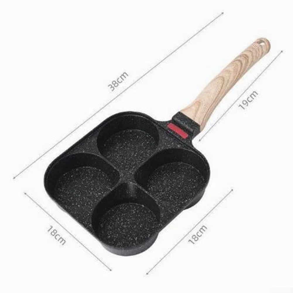 Sartén de aluminio para 4 tazas con antiadherente, perfecta para cocinar deliciosos platos de desayuno rápidamente (cuatro agujeros negros)