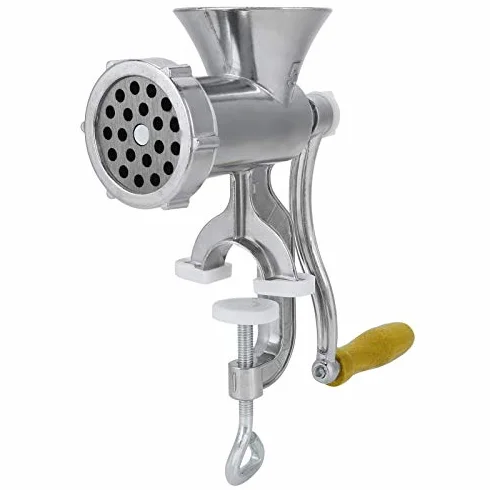 Picadora de Carne Manual de Hierro Fundido Resistente con Abrazadera de Mesa de Acero Máquina para Hacer Salchichas con Tubo de Relleno Molino Multifuncional Moler Verduras y Carne