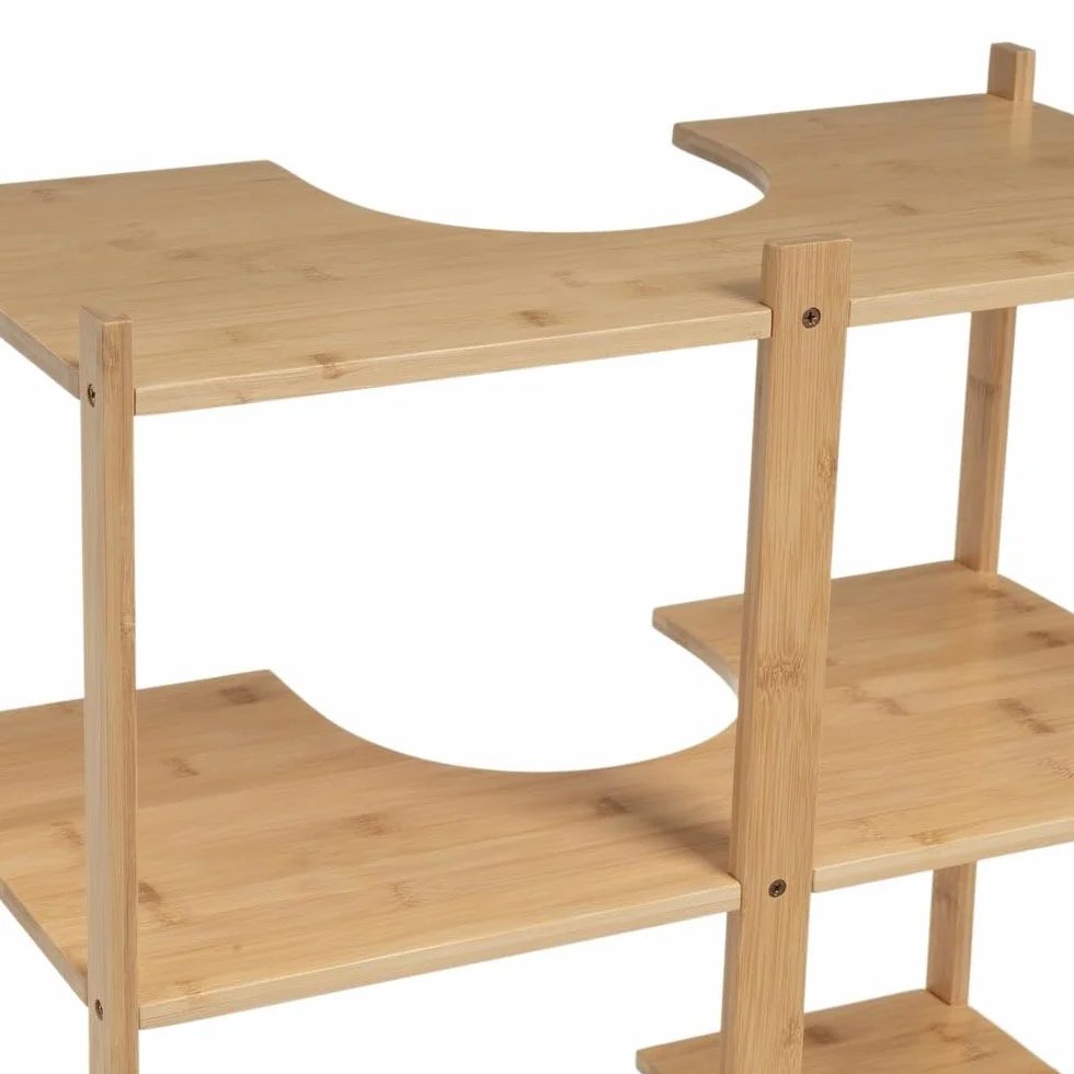 Mueble bajo Lavabo de Pedestal de bambú Natural de 60 cm