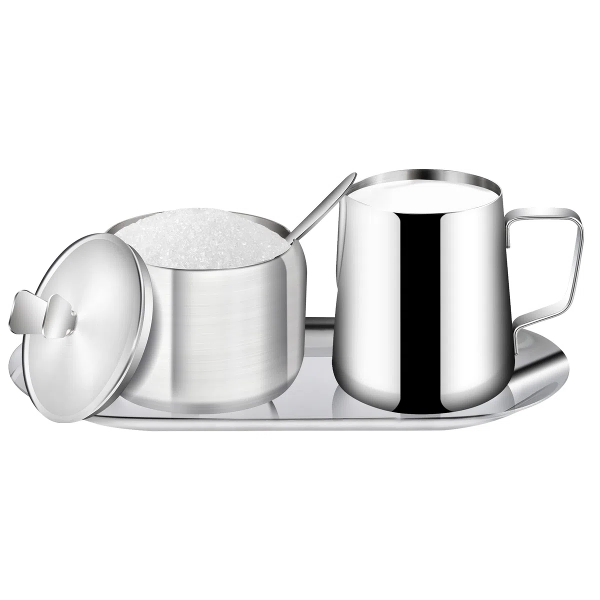Juego de azucarero y crema de acero inoxidable para café