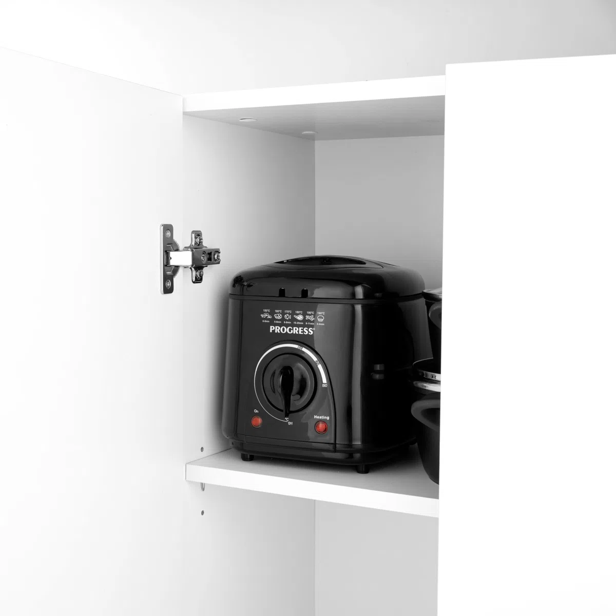 Progress EK2969PBLKVDE Freidora Compacta de 1 L Mini para Grasas Profundas - Cesta de Cocción Antiadherente, Fácil Limpieza, Control de Temperatura Ajustable, Filtro Reductor de Olores, 950 W