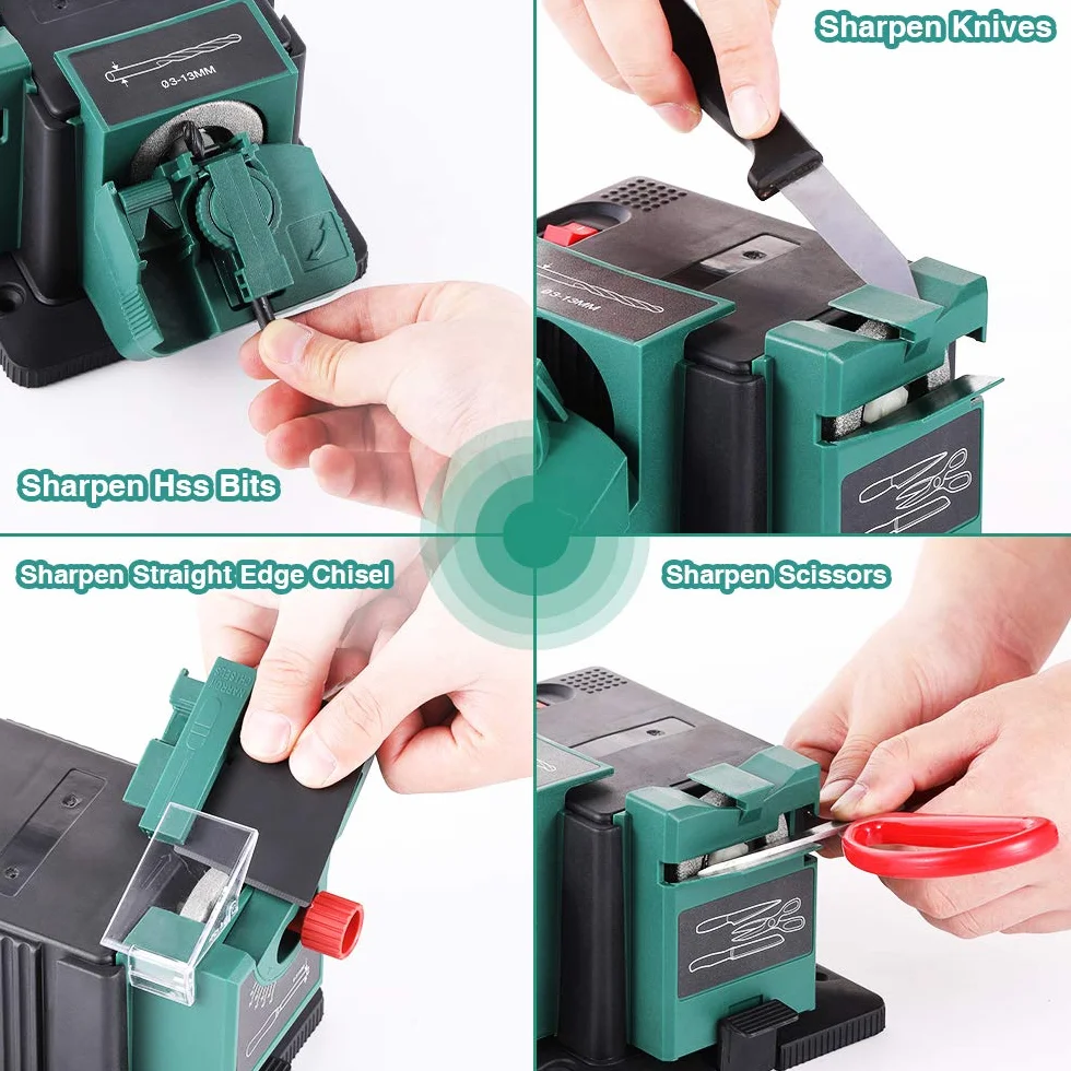 POSENPRO Afilador de Cuchillos Eléctrico, Estación de Afilado Universal, Afilador Multifunción Cuchillo Eléctrico Profesional y Cincel y Afilador de Brocas HSS