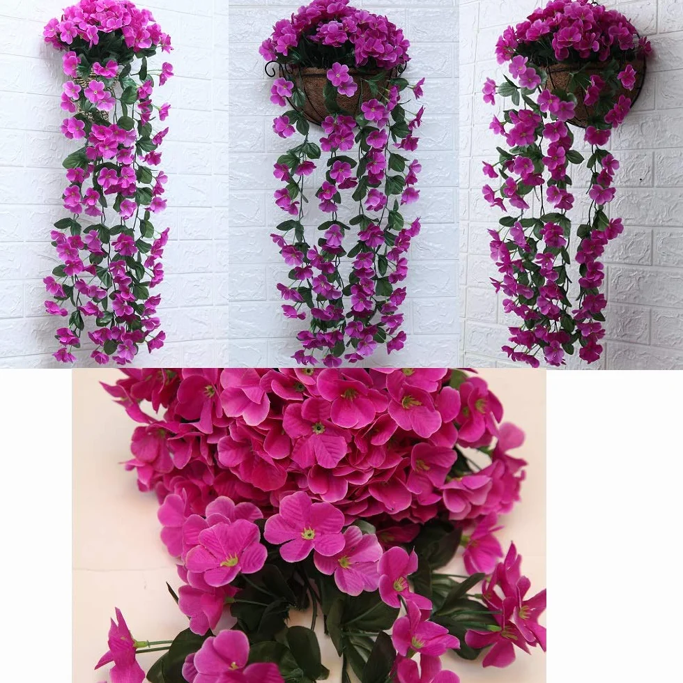Guirnalda de Flores Artificiales Wisteria, Plantas de Flores Falsas Guirnalda Colgante Vid de Glicina Artificial para Decoración Jardín Boda Balcón Exterior Interior - 2 X 90cm