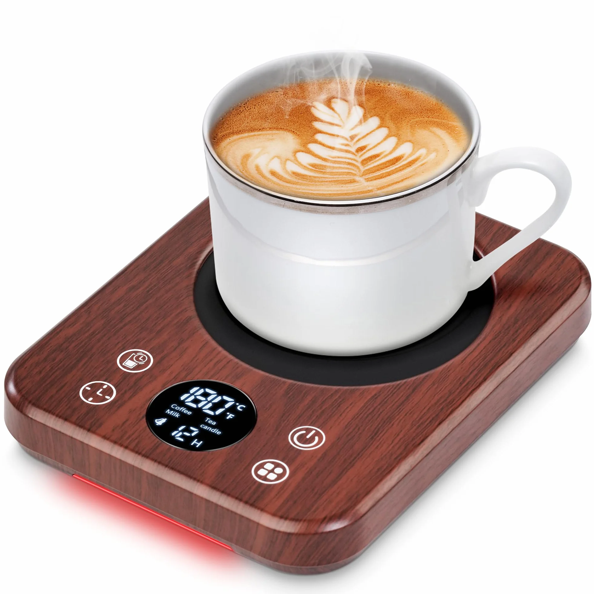 Calentador para Taza Inteligente 9 Niveles Temperatura 40℃-80℃ Apagado Automático 8 Horas Café Leche Té Madera