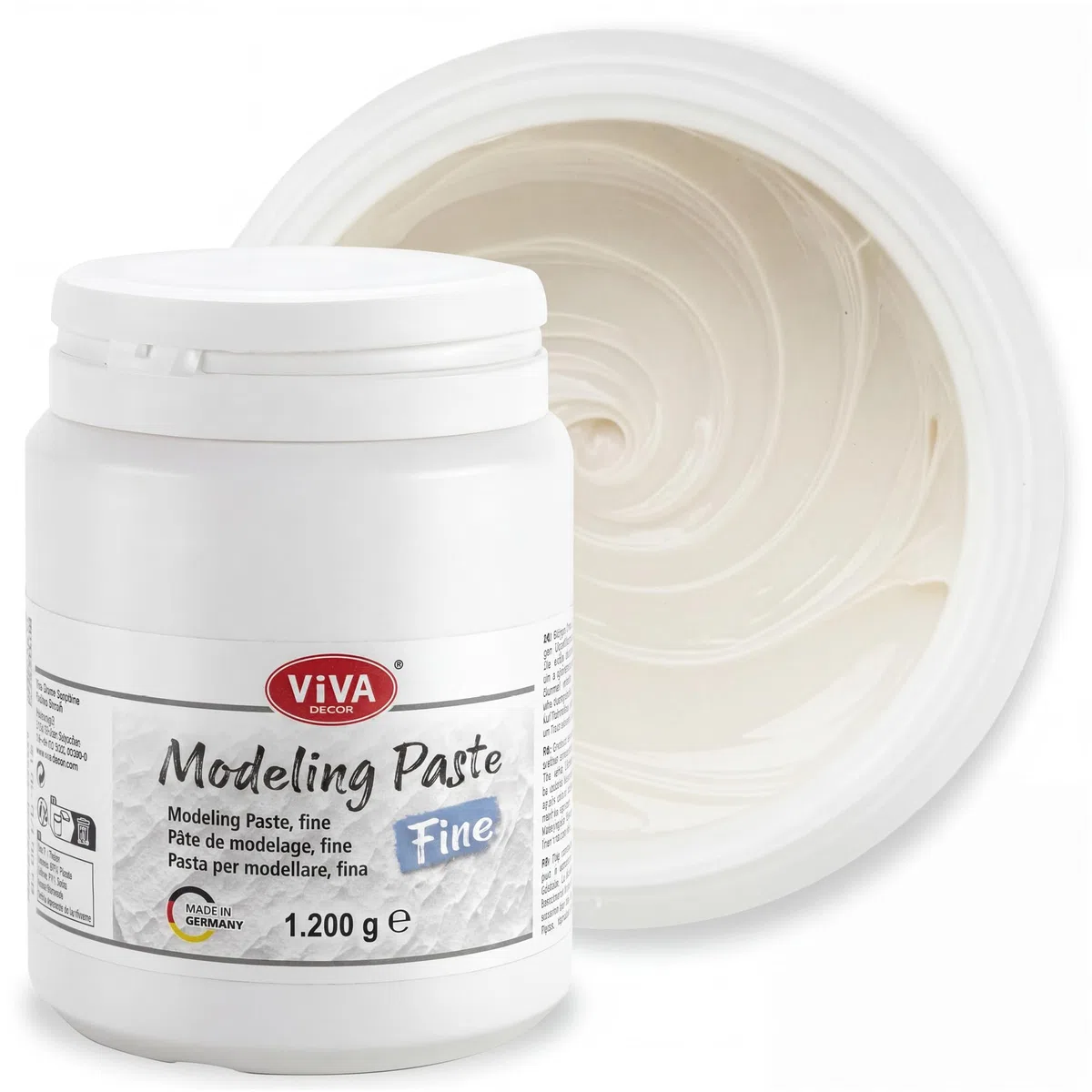 Viva Decor® Pasta texturizada fina (1200 g color blanco) mate muy fina pasta a base de agua para estructura de superficies en relieve hasta plástico para creadores y artistas Fabricado en Alemania