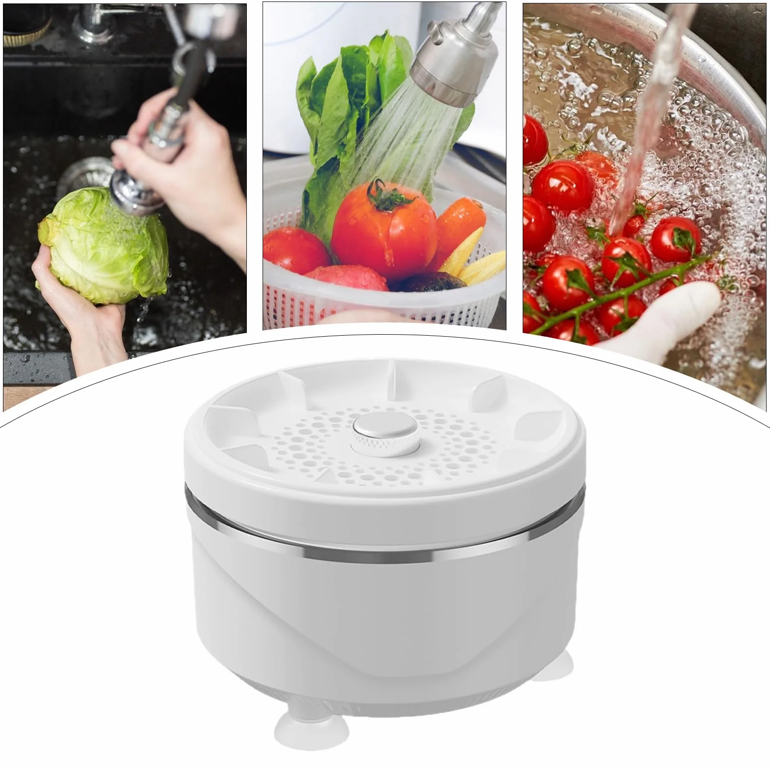 De Frutas - Limpiador de Lavado Automático | Máquina Purificadora de Frutas y Hortalizas,Para Productos Agrícolas Vajilla Mariscos Ollas Utensilios Bol Cocina Camping Barbacoa