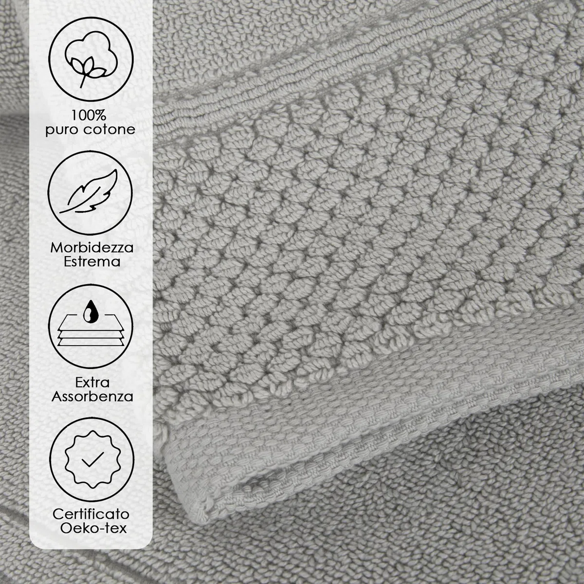 Ruggeri - Juego de 2 Alfombras de Baño 50x80 cm - 100% Algodón Extra Suave - Colección Let's Color! (Gris)