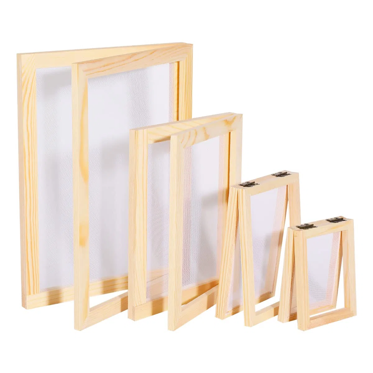 Worown 2 en 1 Marco para Fabricación de Papel, 4 Tamaños Molde de Fabricación de Papel, Marco de Madera para Manualidades de Papel (A4, A5, A6 y A7)