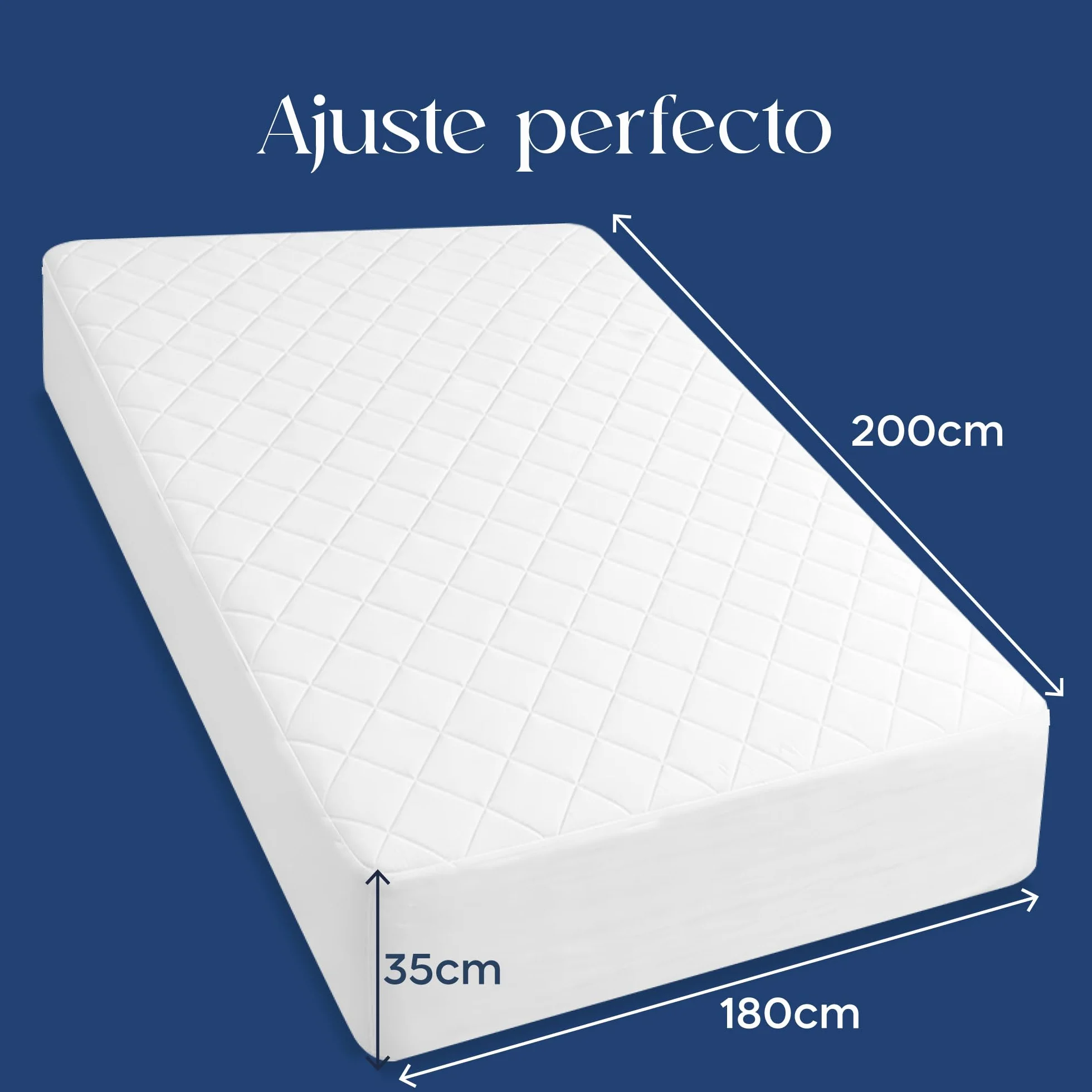 Twinzen Protector Colchon 180x200 cm Acolchado - Cubre Colchon con Goma Elástica en el Contorno, Solapa de hasta 40 cm - Oeko-Tex, No Impermeable