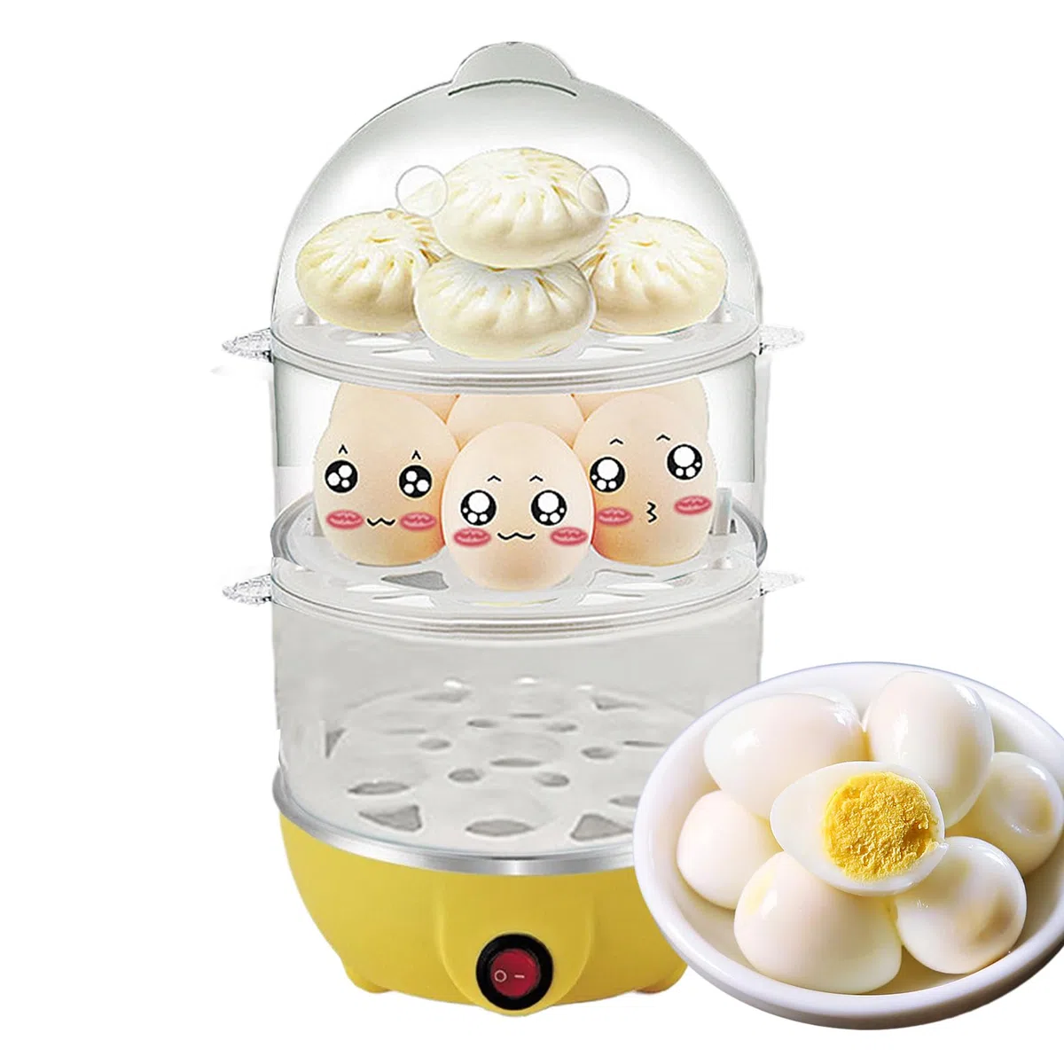 Cocedor de Huevos Duros 3 Niveles, Máquina de Vapor Multiusos para Cocina