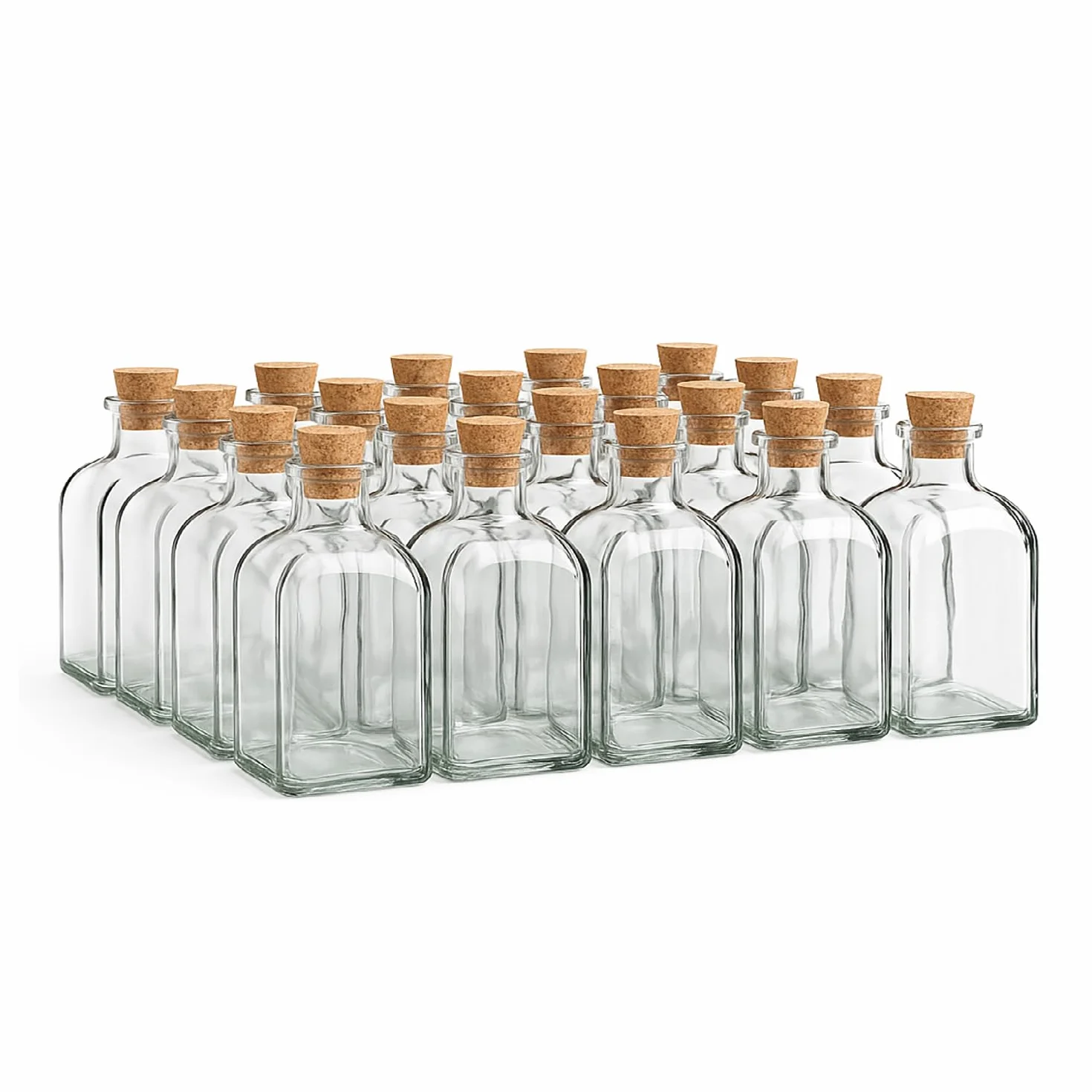 Botella de Cristal Frasca Pack 24 Frascos de Vidrio con Tapon de Corcho Transparente 125 ml