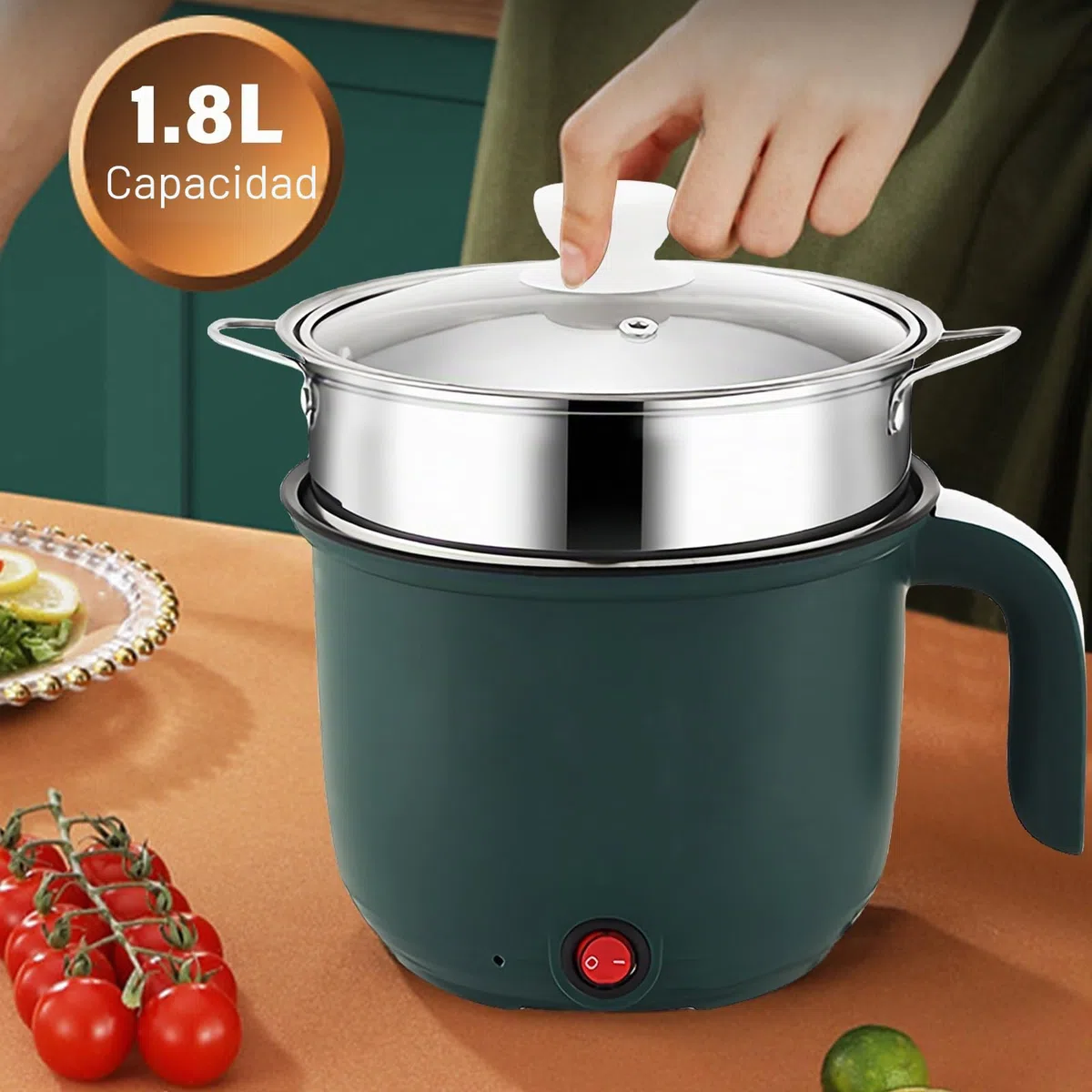 GOMETY Olla eléctrica de 1,5 l, olla caliente eléctrica con vapor, portátil, mini olla antiadherente, olla eléctrica, olla rápida ramen, multicocina para sopa, pasta, avena, huevo, fideos