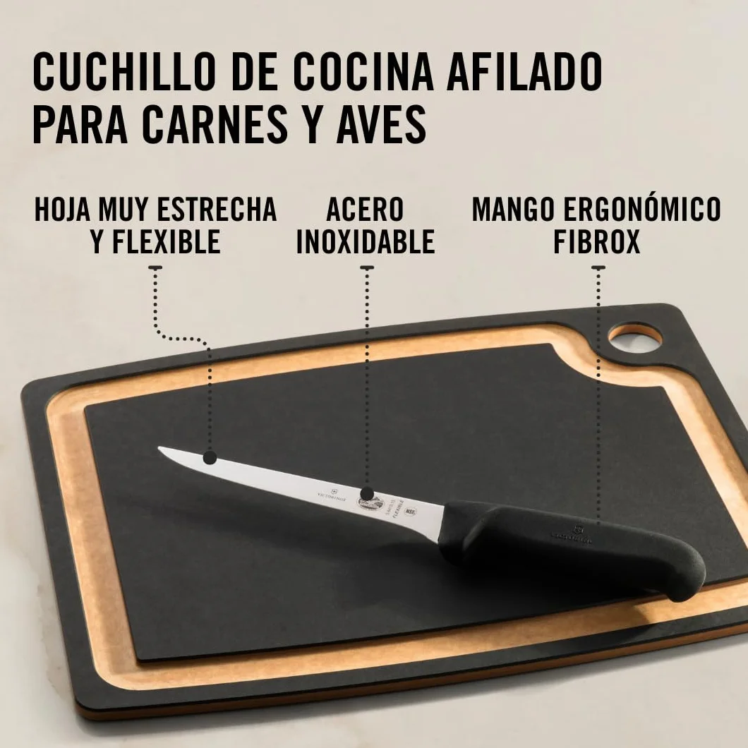 Victorinox Fibrox Cuchillo deshuesador 15 cm acero inoxidable hoja recta rígido negro