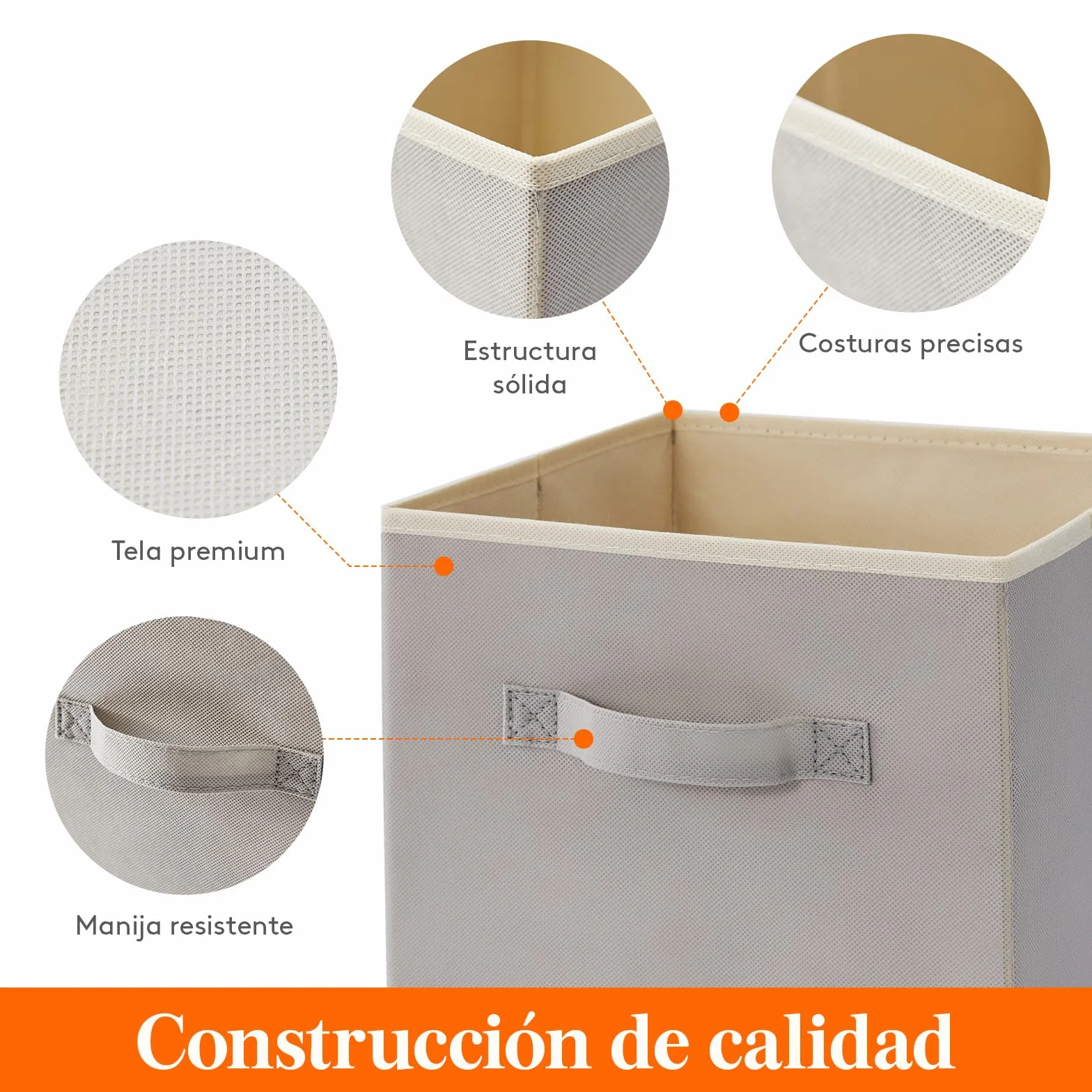Lifewit Juego de 8 Cubos de almacenamiento plegables, Cestas de Almacenamiento de Tela, Cajas de Almacenamiento con asas, Organizadores para ropa, Juguetes, 26,5 x 26,5 x 28 cm, 18 L, Gris Claro