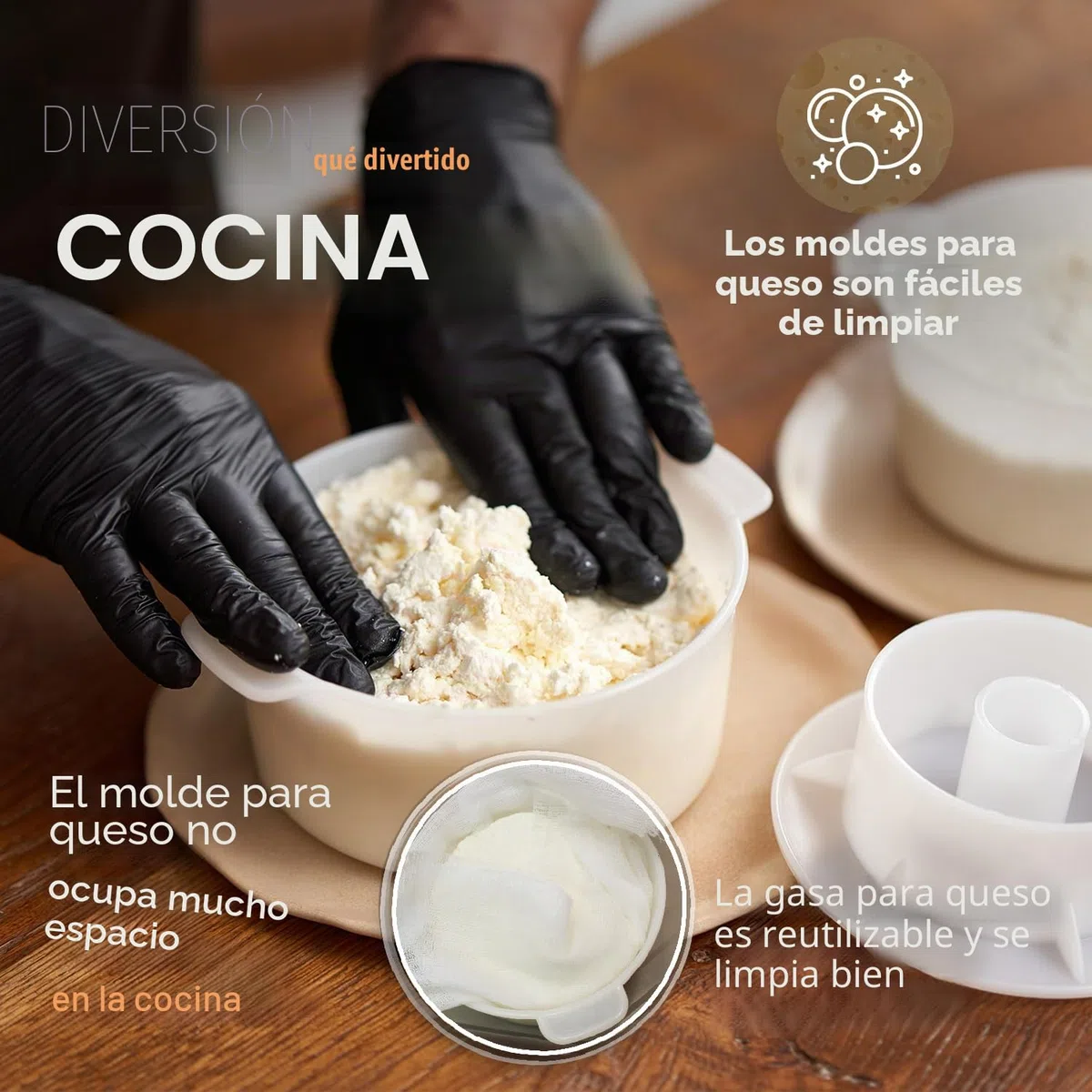 2 moldes para queso con pistón seguidor y gasa – Kit para hacer queso – Suministros para hacer queso – Molde para hacer queso – Cesta para hacer queso – Paño de algodón para colar – Molde para queso