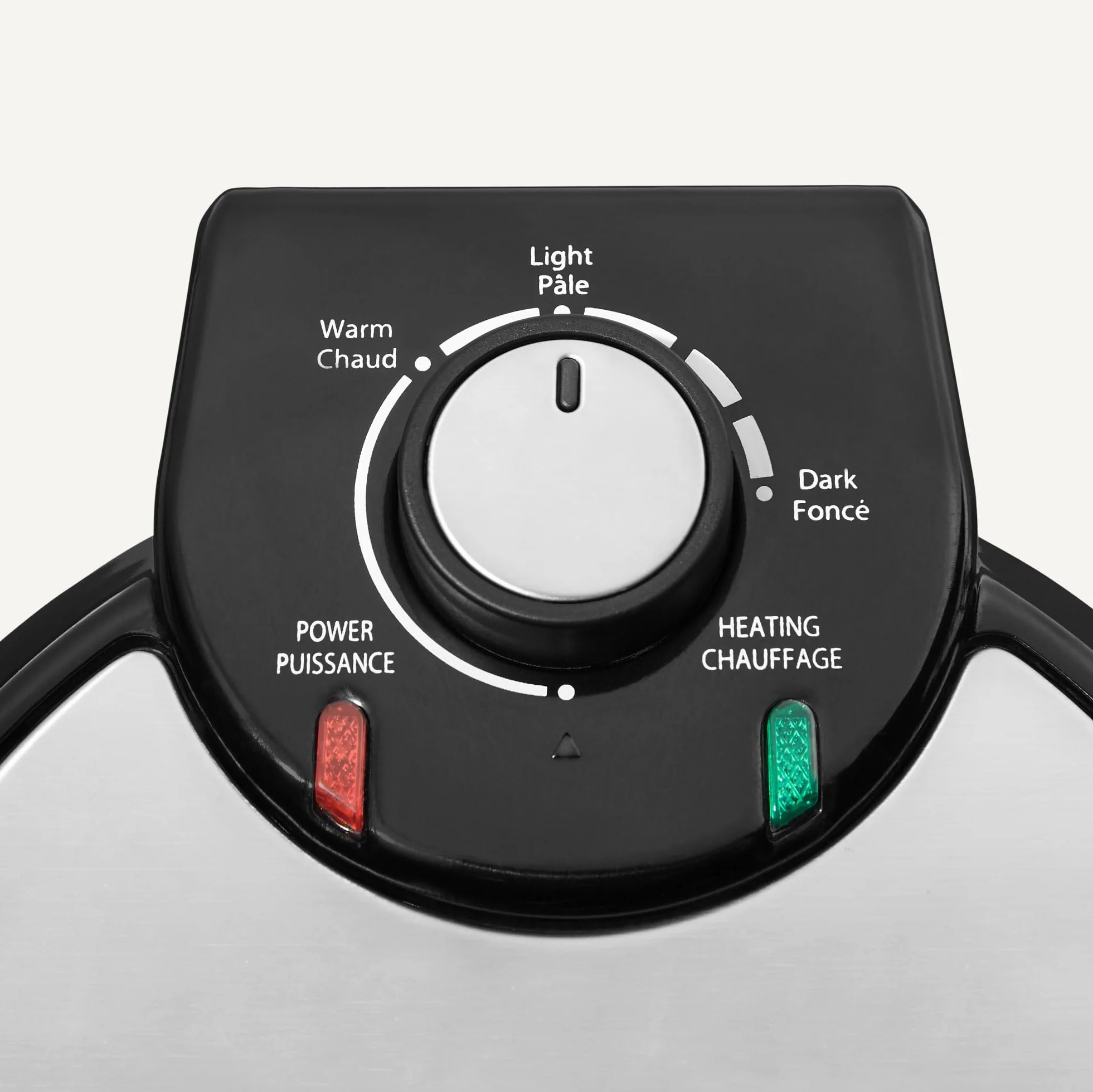 Amazon Basics Máquina para Hacer Gofres con Placa Redonda Antiadherente de Cerámica de 20cm, Control de Dorado, Negro