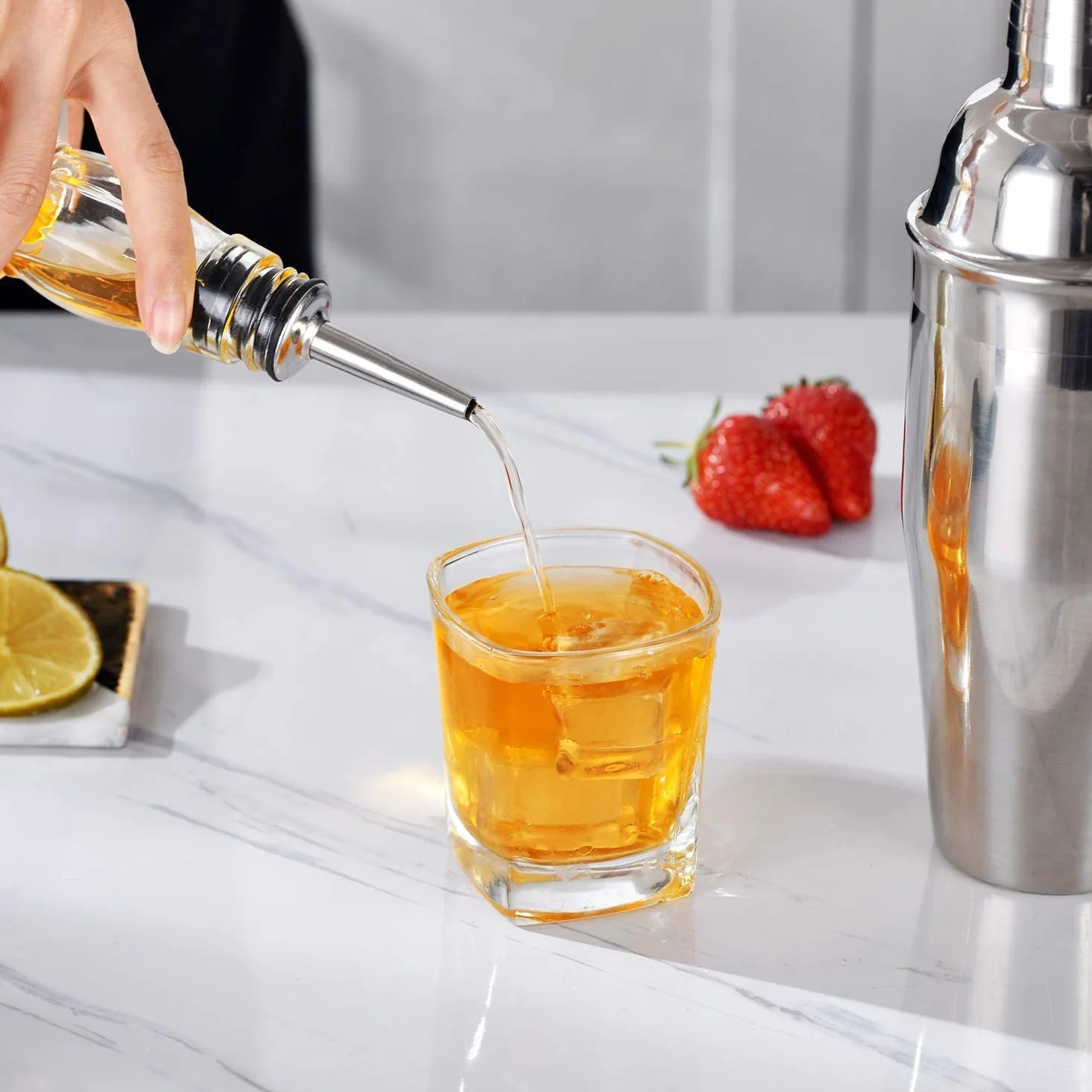10 Piezas Coctelera Coctéles Juego, Juego de Coctelera Profesional Premium con Accesorios INOX Kit Profesional para Barman, Kit Premium de Barman para Hogar, Bares, Viajes