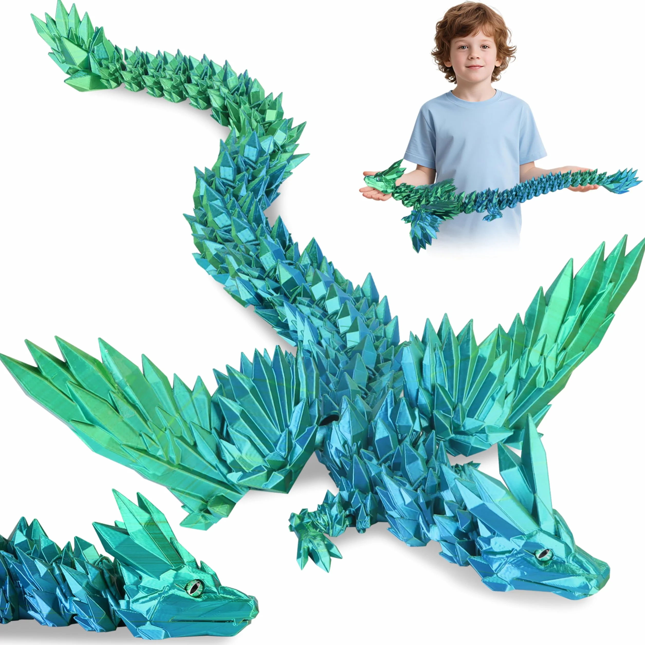 Dragón Impreso en 3D 60cm Articulado Alado, Decoración del Hogar, Juguete de Escritorio