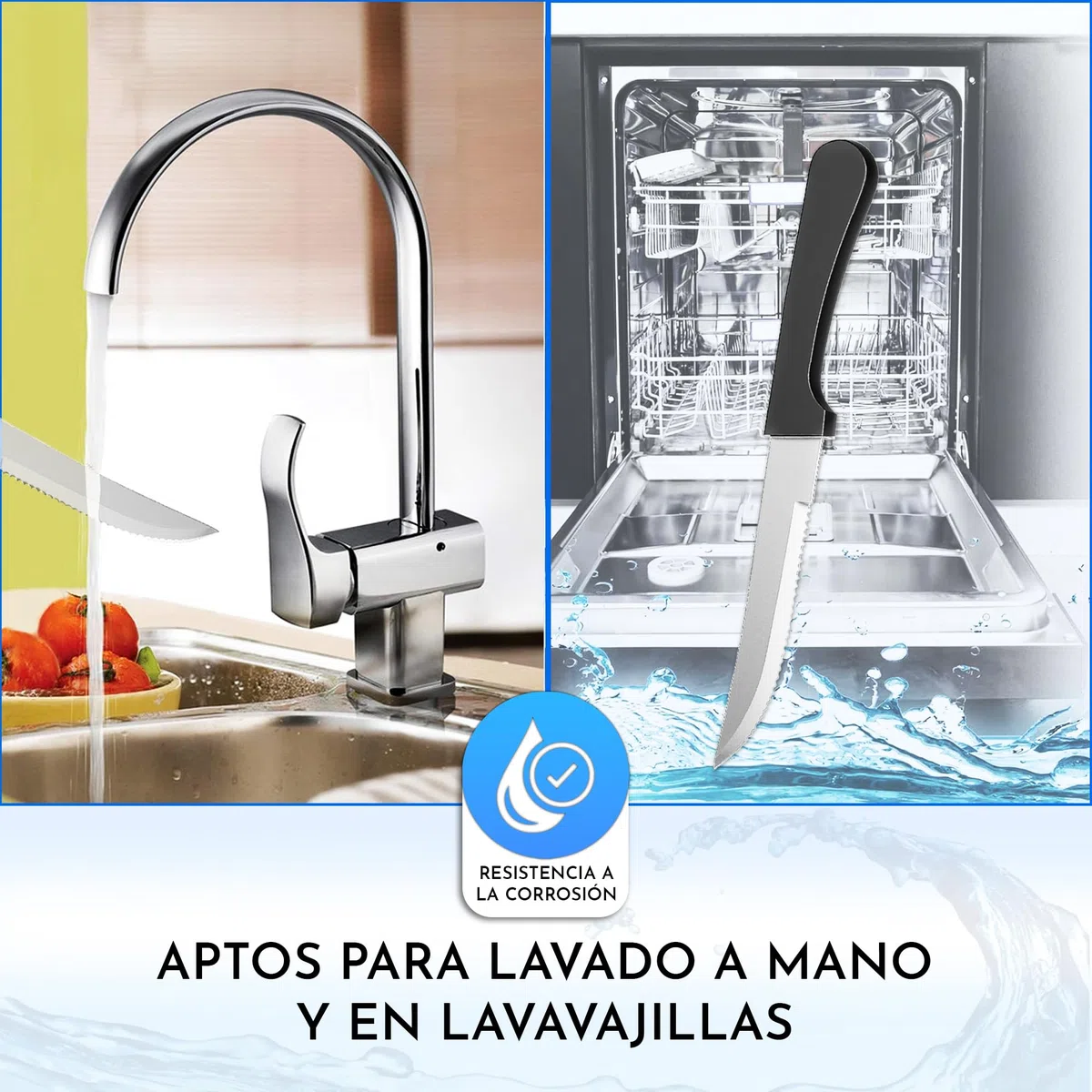 Cuchillos carne acero inoxidable 24 uds – Sierra para bistec y chuletón aptos lavavajillas