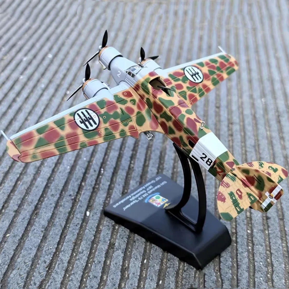 DAGIJIRD Modelo de avión de aleación de simulación 1:144 aleación WWII Italia SM.79 Sparviero modelo bombardero