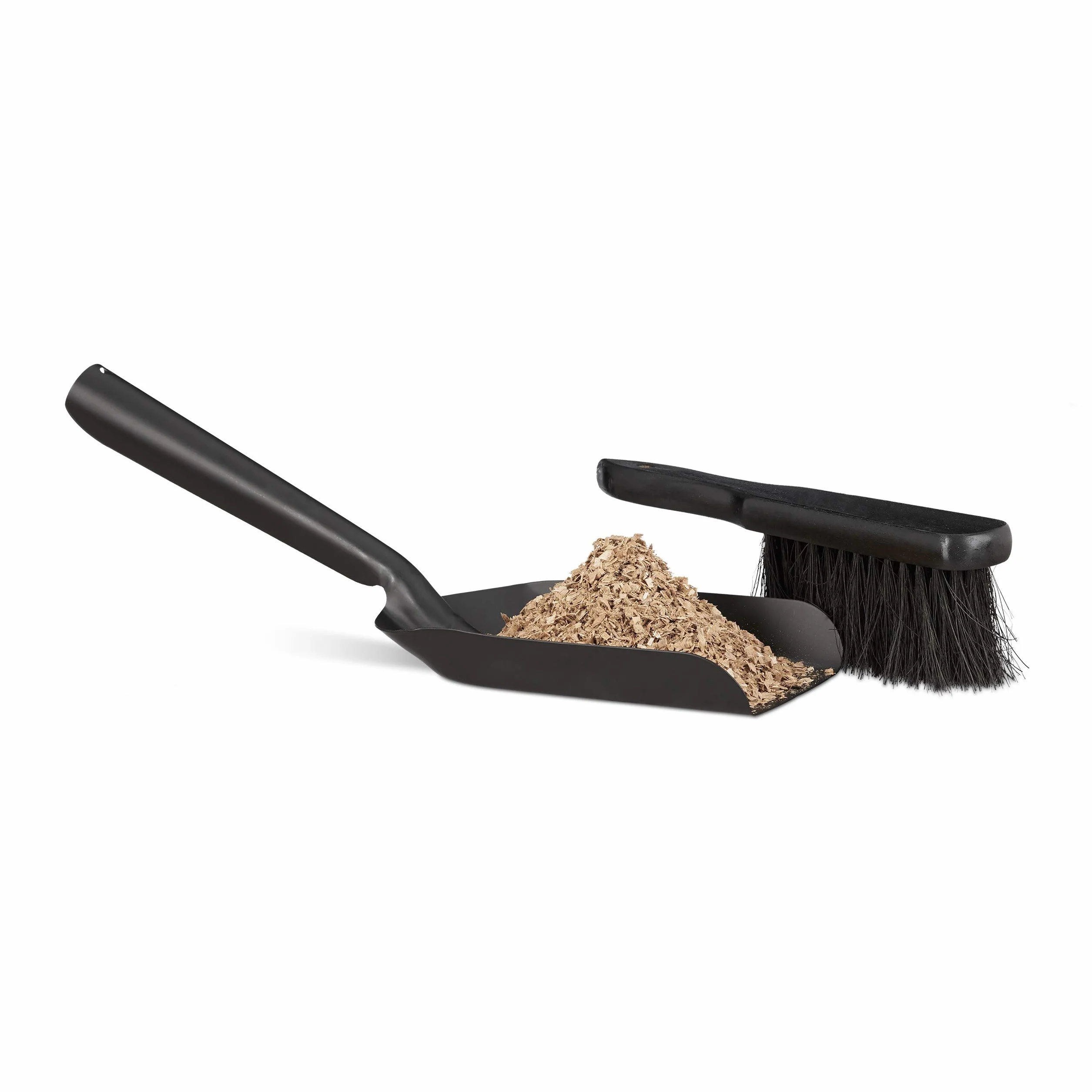 Recogedor para Chimenea con Cepillo Acero Negro 13 x 41 x 13 cm