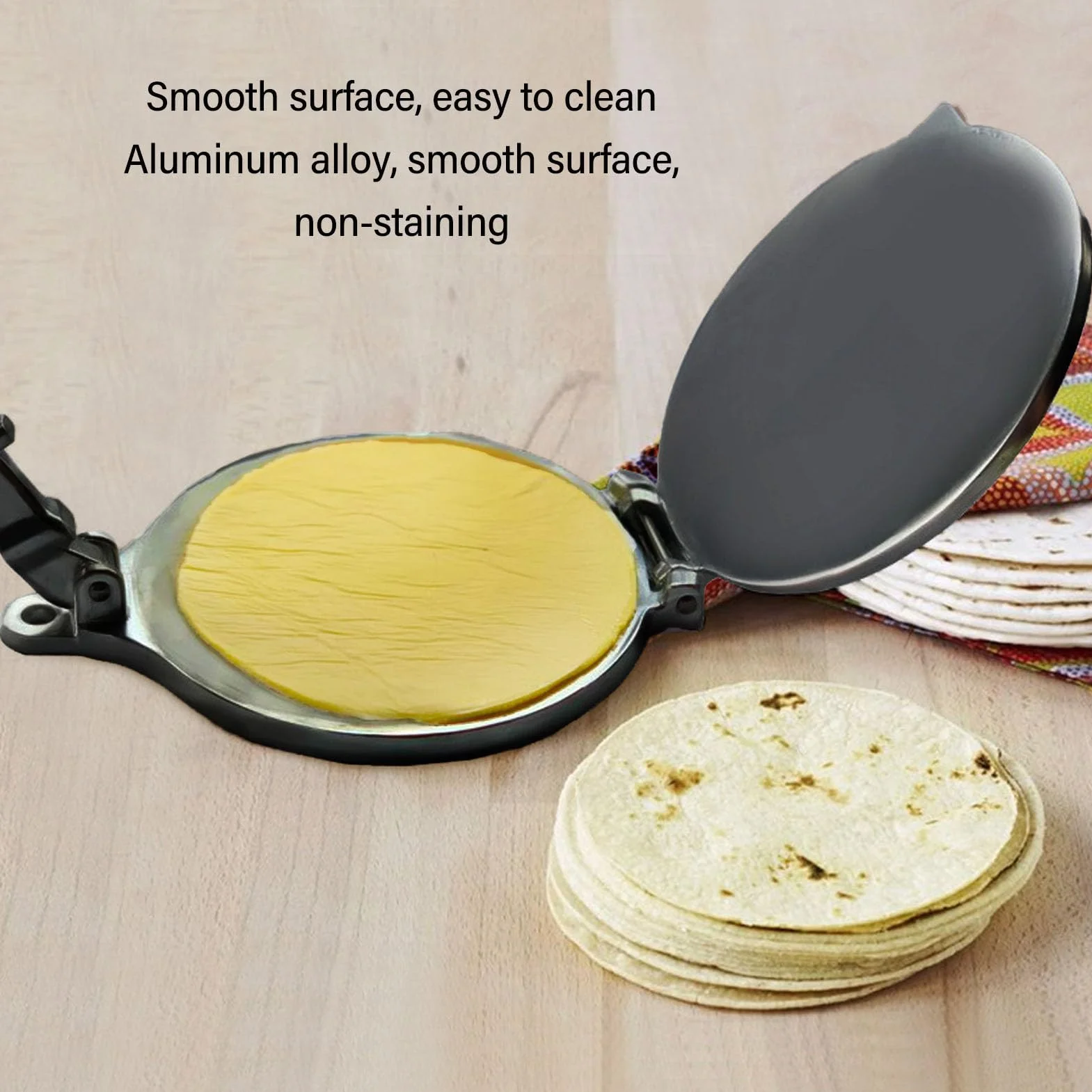 Prensa de Tortillas Aleación de Aluminio Herramienta de Prensado Manual para Hacer Tortillas para Hacer Pasteles de Pizza 16 Cm Negro (16cm negro)