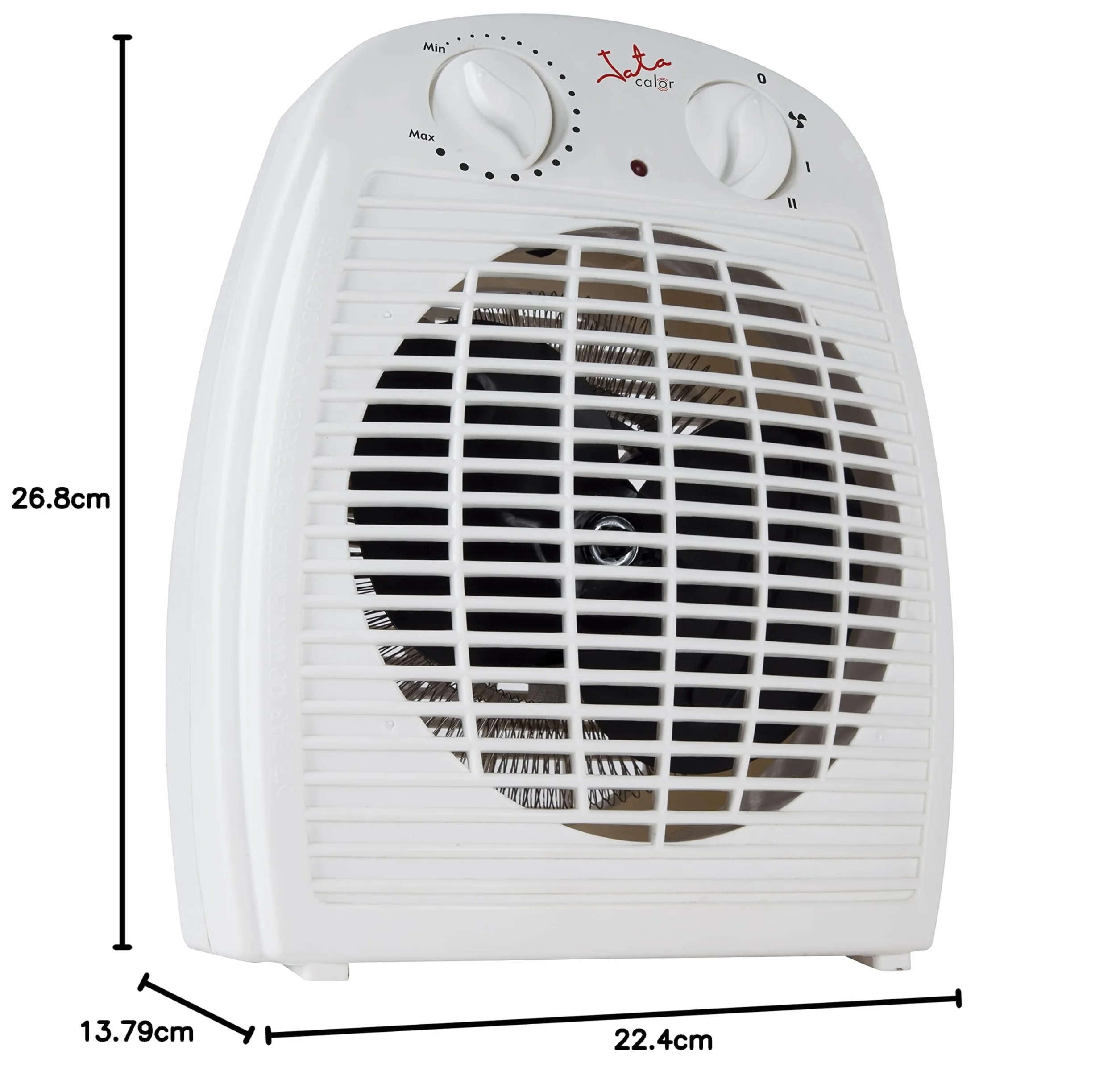 JATA TV78 - Calefactor Baño Eléctrico con Termostato Ajustable, 2000 W, 2 Potencias de Calor y Ventilador, Calentamiento Rápido, Protección Sobrecalentamiento, Asa de transporte