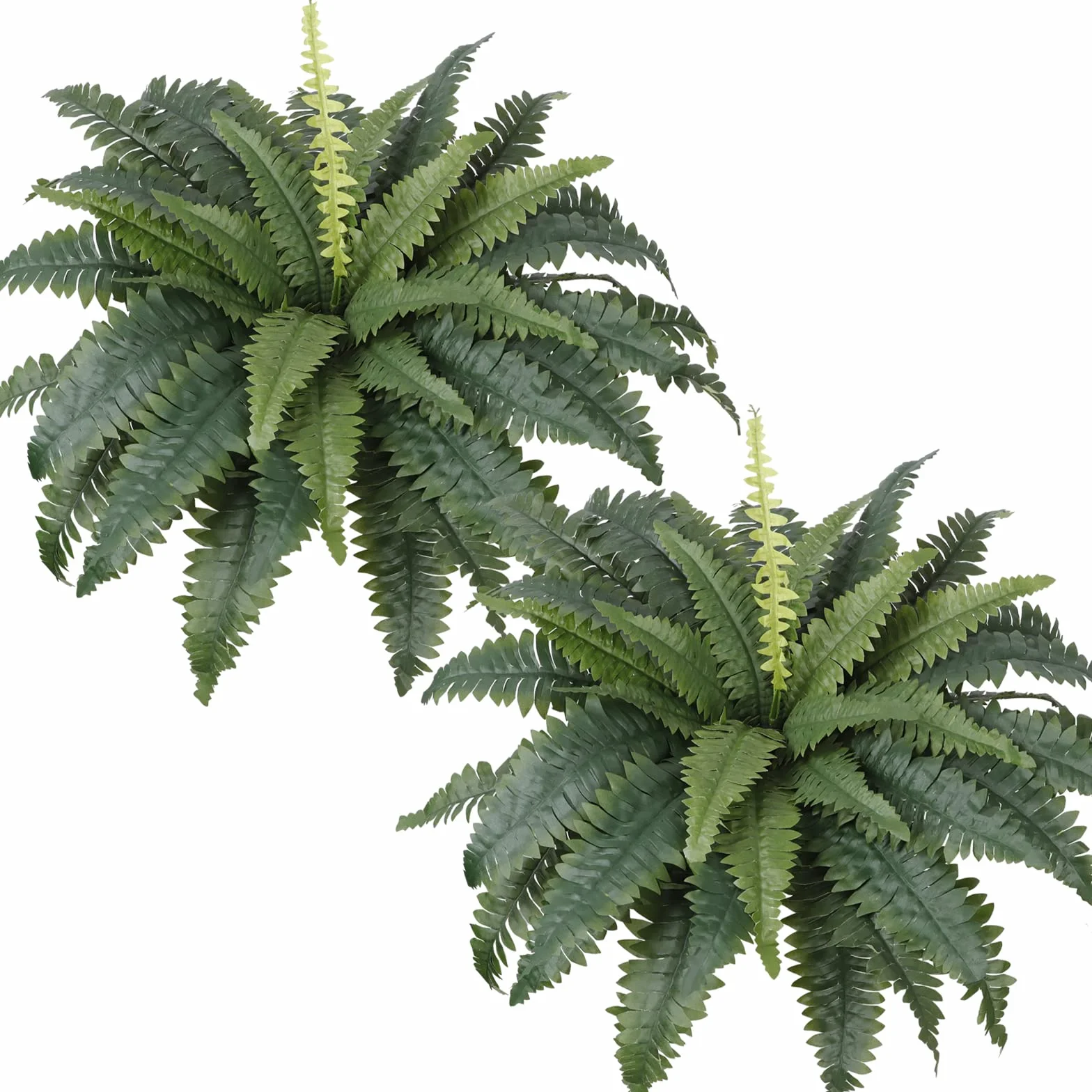 2 unidades de helechos artificiales para el aire libre 58 cm helechos grandes plantas de plástico resistente a los rayos UV plantas artificiales para piscina al aire libre jardín decoración
