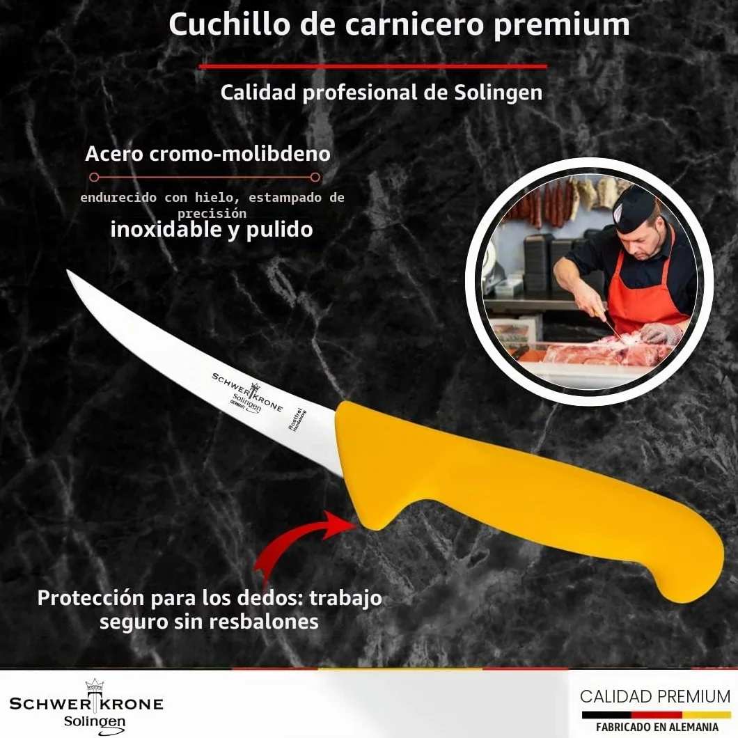 Schwertkrone Solingen Cuchillo de deshuesar flexible 13 cm acero inoxidable