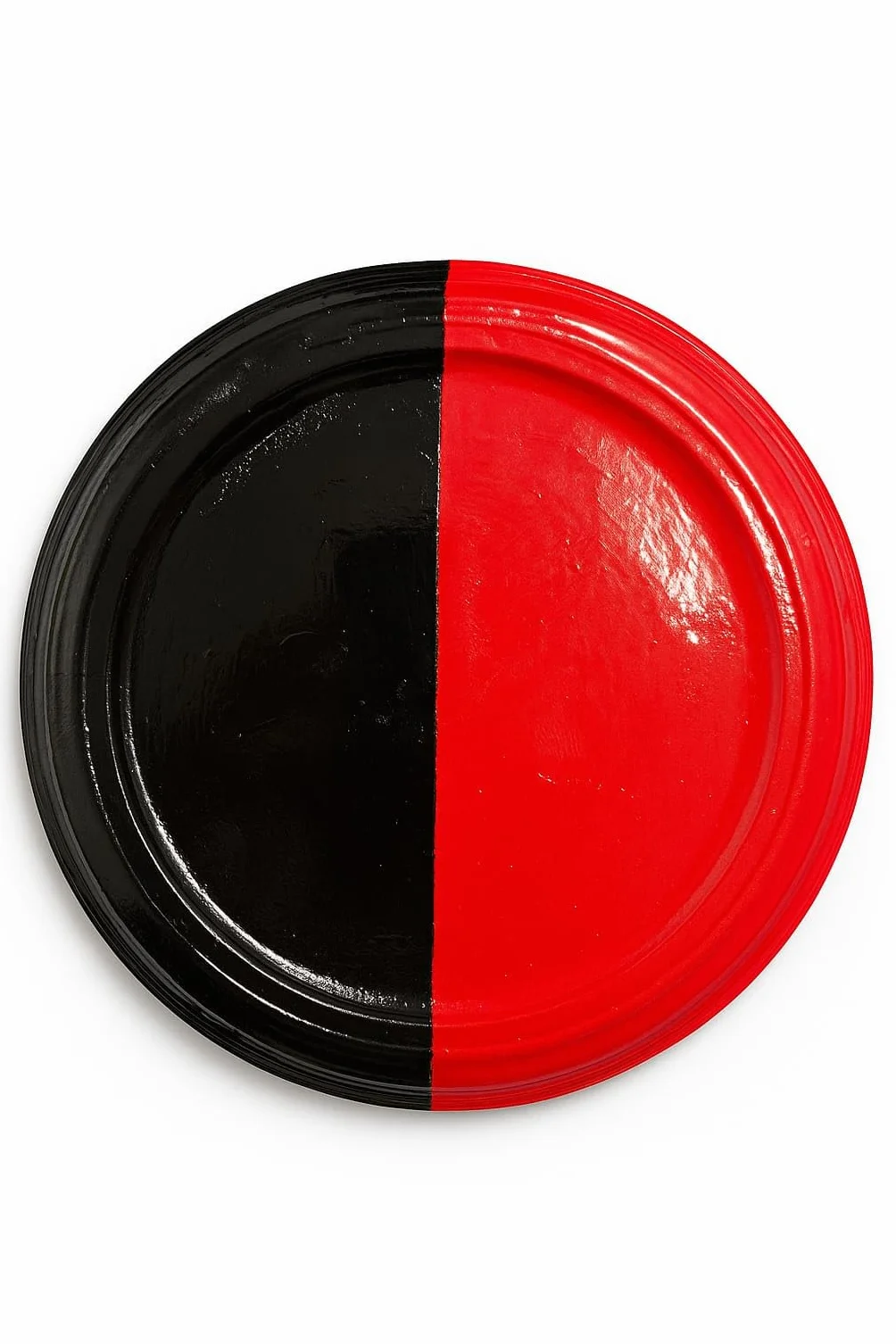 Plato de Barro para Elegua - Recipiente Ritual para Santería y Religión Yoruba - Plato de Ofrendas Tradicional Hecho a Mano (Rojo y Negro, 21CM)