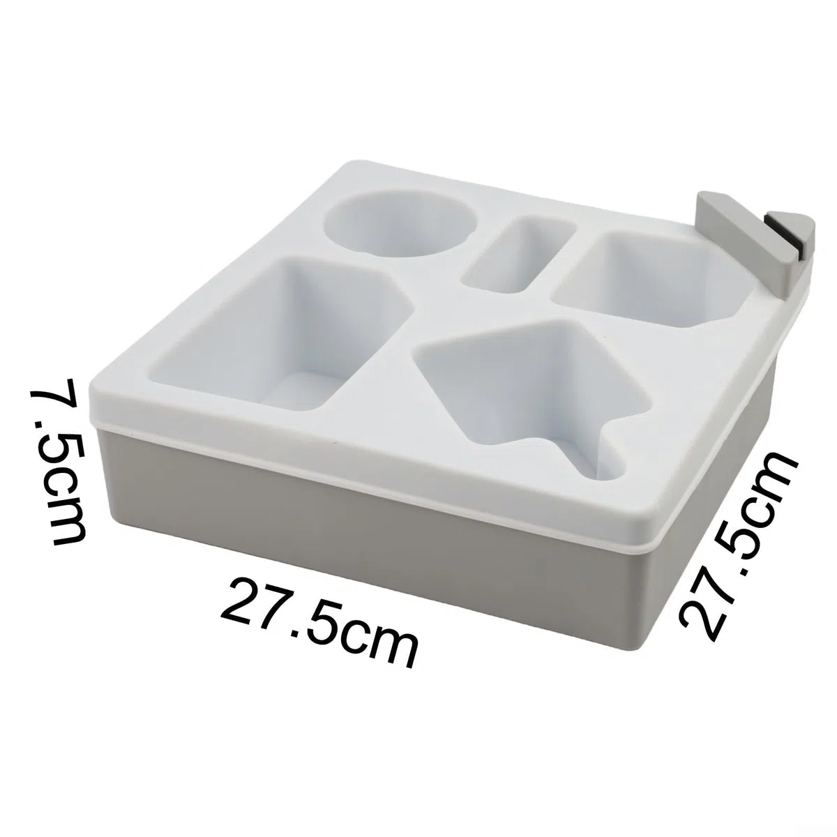 Bandeja de silicona con soporte para bebidas dobles y almacenamiento de aperitivos para sofá, cama, asiento de coche, organizador de control remoto para el hogar (blanco)