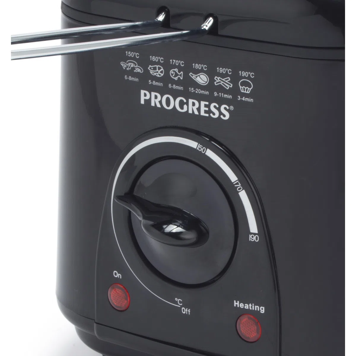 Progress EK2969PBLKVDE Freidora Compacta de 1 L Mini para Grasas Profundas - Cesta de Cocción Antiadherente, Fácil Limpieza, Control de Temperatura Ajustable, Filtro Reductor de Olores, 950 W