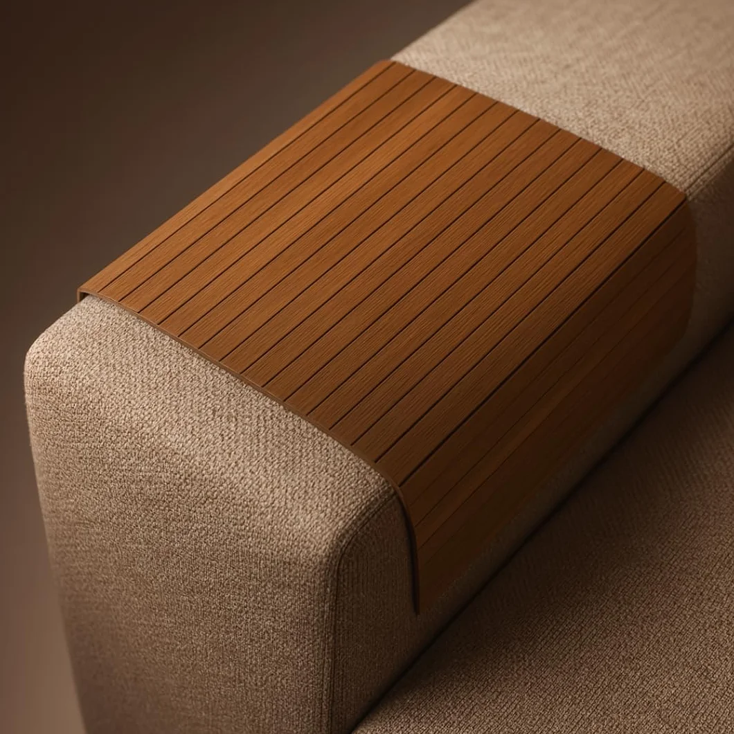 Bandeja de Madera Natural para Sofá Resistente al Calor 42x32 cm Marrón