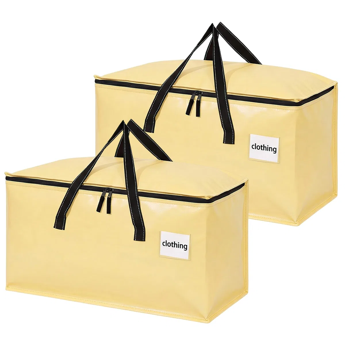 Dntorx 2 bolsas grandes de almacenamiento con tapa, 93 L, plegables, bolsas de mudanza grandes con cremallera, cajas de almacenamiento para mudanzas, almacenamiento de ropa, ropa de cama, color beige
