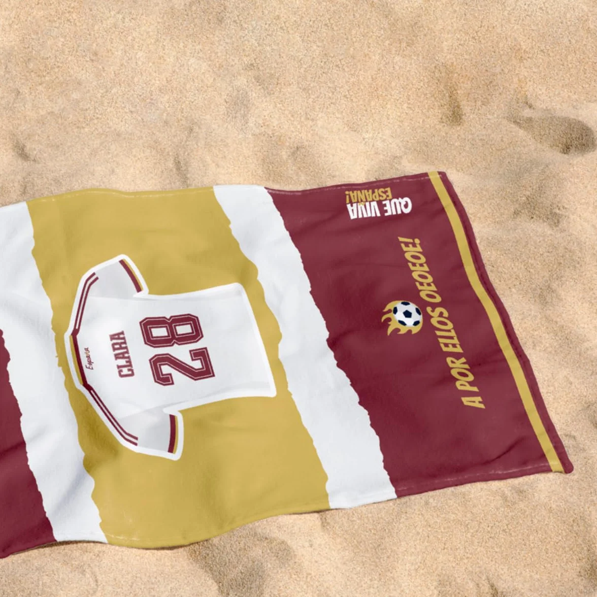 Toalla Personalizada Selección Española Mundial 2026 con Nombre y Número Camiseta España Regalo Original 70x140