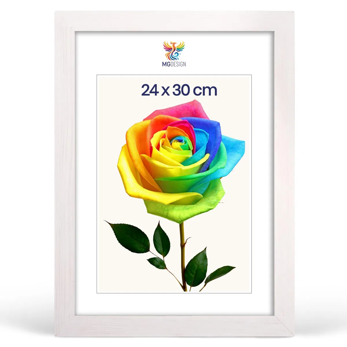 MG Design Set de 3 marcos para fotos 24 x 30 cm: marcos para fotos con marco de madera auténtica en color Blanco y cristal acrílico irrompible, verticales y horizontales