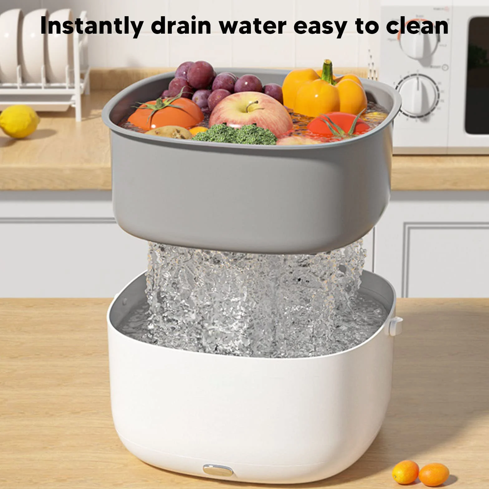 Purificador de Frutas y Verduras, Máquina de Limpieza de Frutas y Verduras Dispositivo de Limpieza de Frutas y Verduras de 360 ​​grados para Uso Doméstico