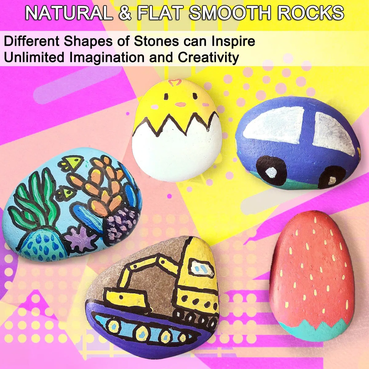 8 piedras de playa para pintar, piedras planas de río de 6 a 8 cm, piedras de mármol y grava natural para manualidades, artes y decoración de jardín, lisas y planas