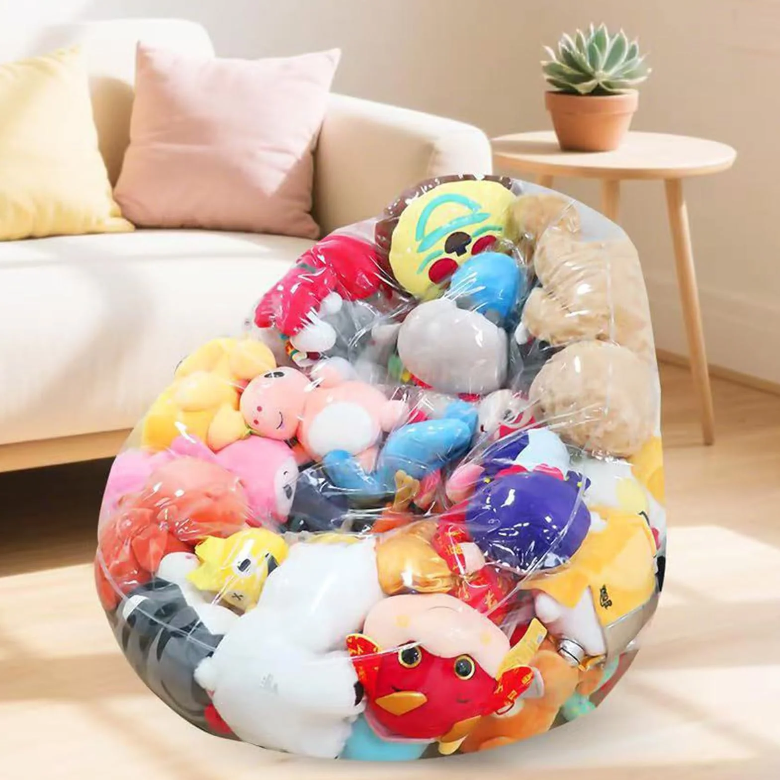 Funda Grande Para Sillón Saco,Organizador De Almacenamiento Grande Transparente - Almacenamiento Para Peluches De Puff,Para Juguetes Muñecas Niñas Adultos Adolescentes Niños Habitación