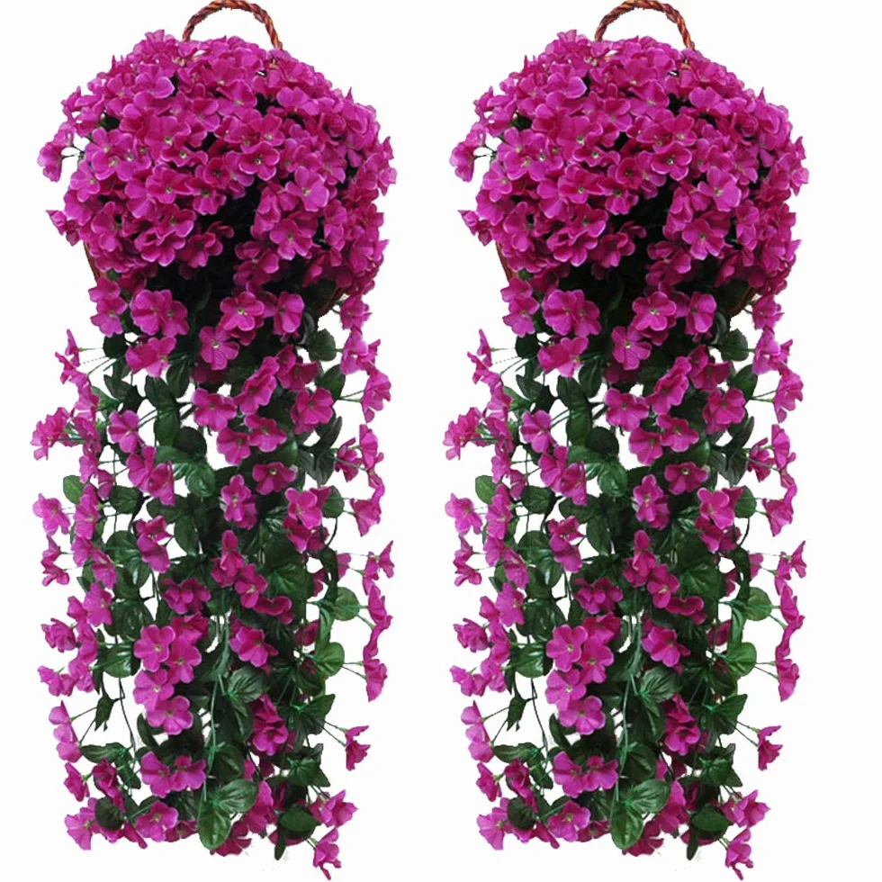 Guirnalda de Flores Artificiales Wisteria, Plantas de Flores Falsas Guirnalda Colgante Vid de Glicina Artificial para Decoración Jardín Boda Balcón Exterior Interior - 2 X 90cm