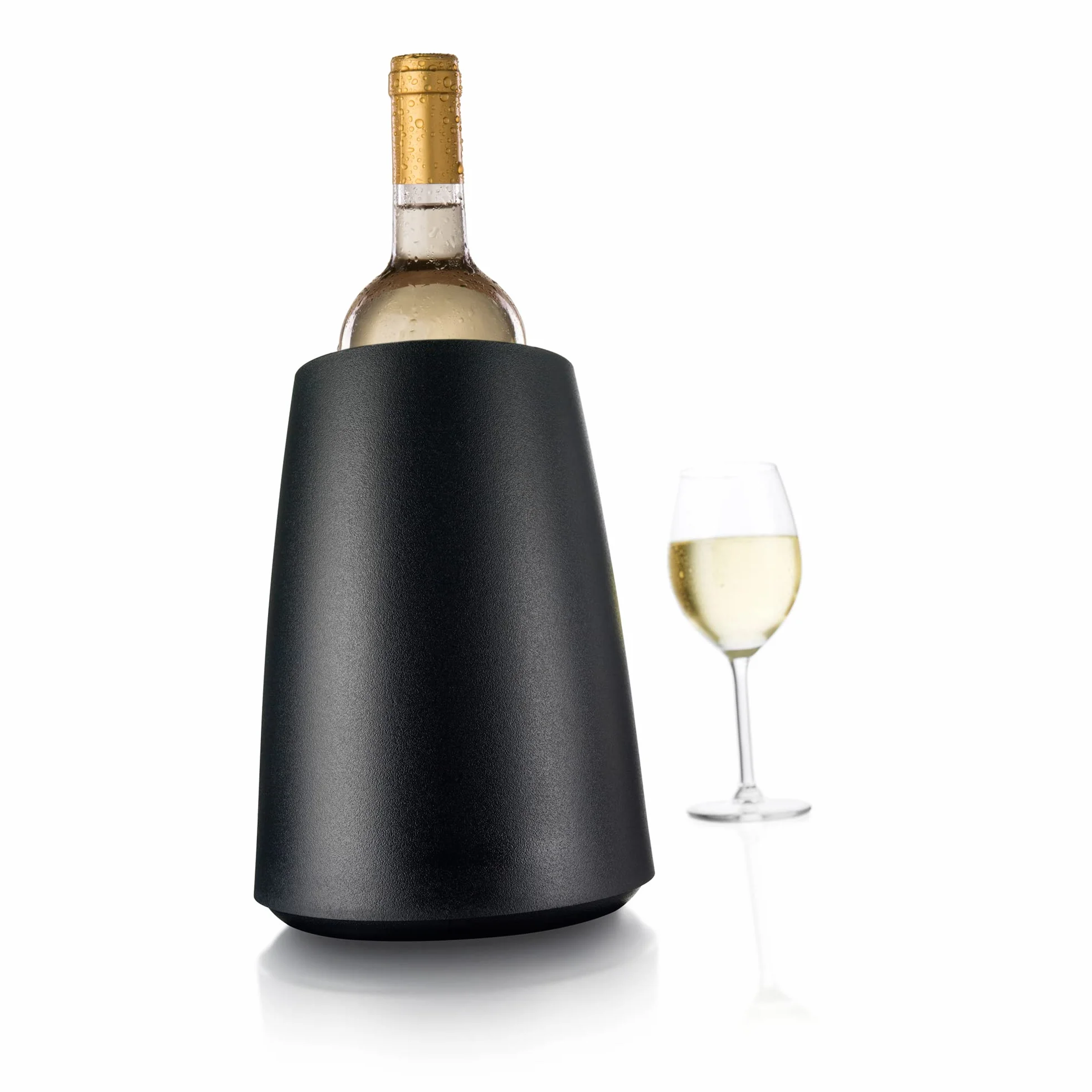 Vacu Vin Enfriador de Vino en Acero Inoxidable - Enfriador de Botellas Reutilizable para Botellas Estándar - Color Negro