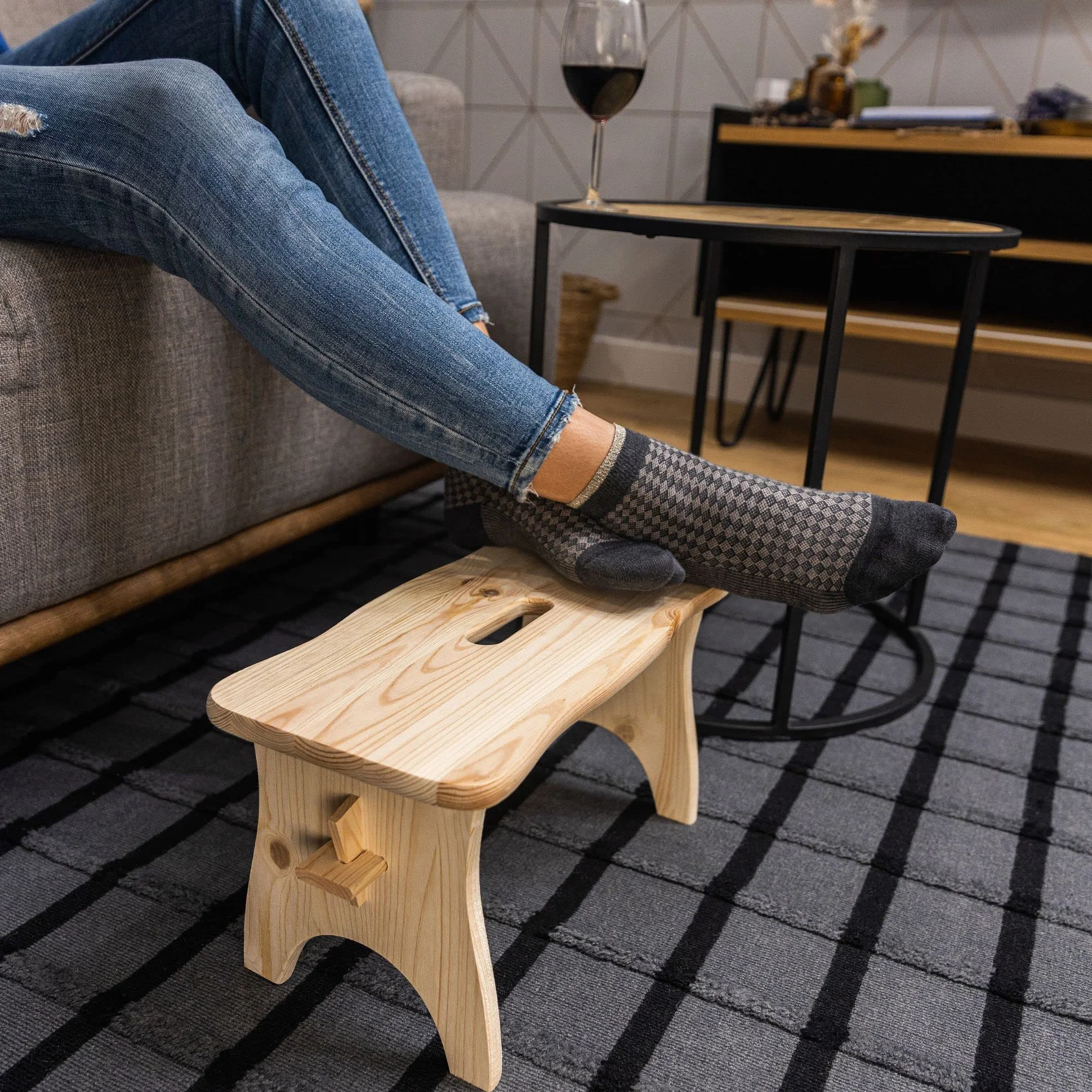 Taburete Madera Bajo Banco 39x18x21 cm Pequeña Silla Reposapiés Banqueta Asiento Escalera Cocina Baño